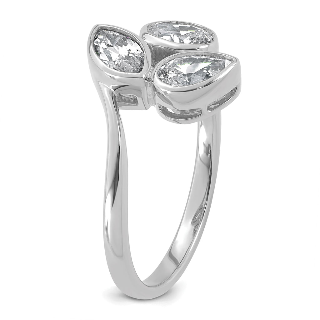 14k White Gold 1 carat Lab Grown Diamond VS+ F+ Complete Three Stone Fashion Ring