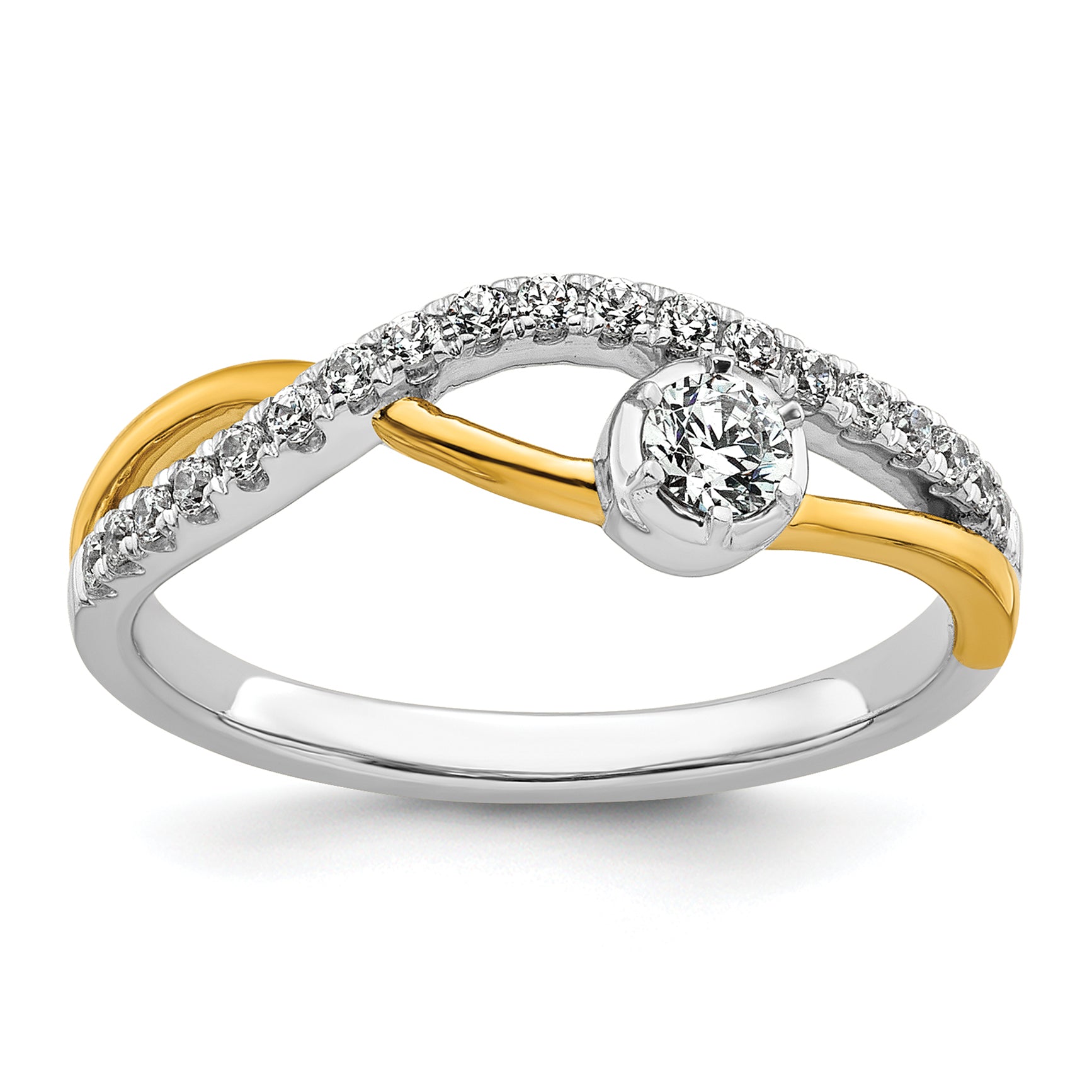 14k Two-Tone Yellow and White Gold 1/3 carat Lab Grown Diamond VS+ F+ Complete Fashion Twist Ring Main image