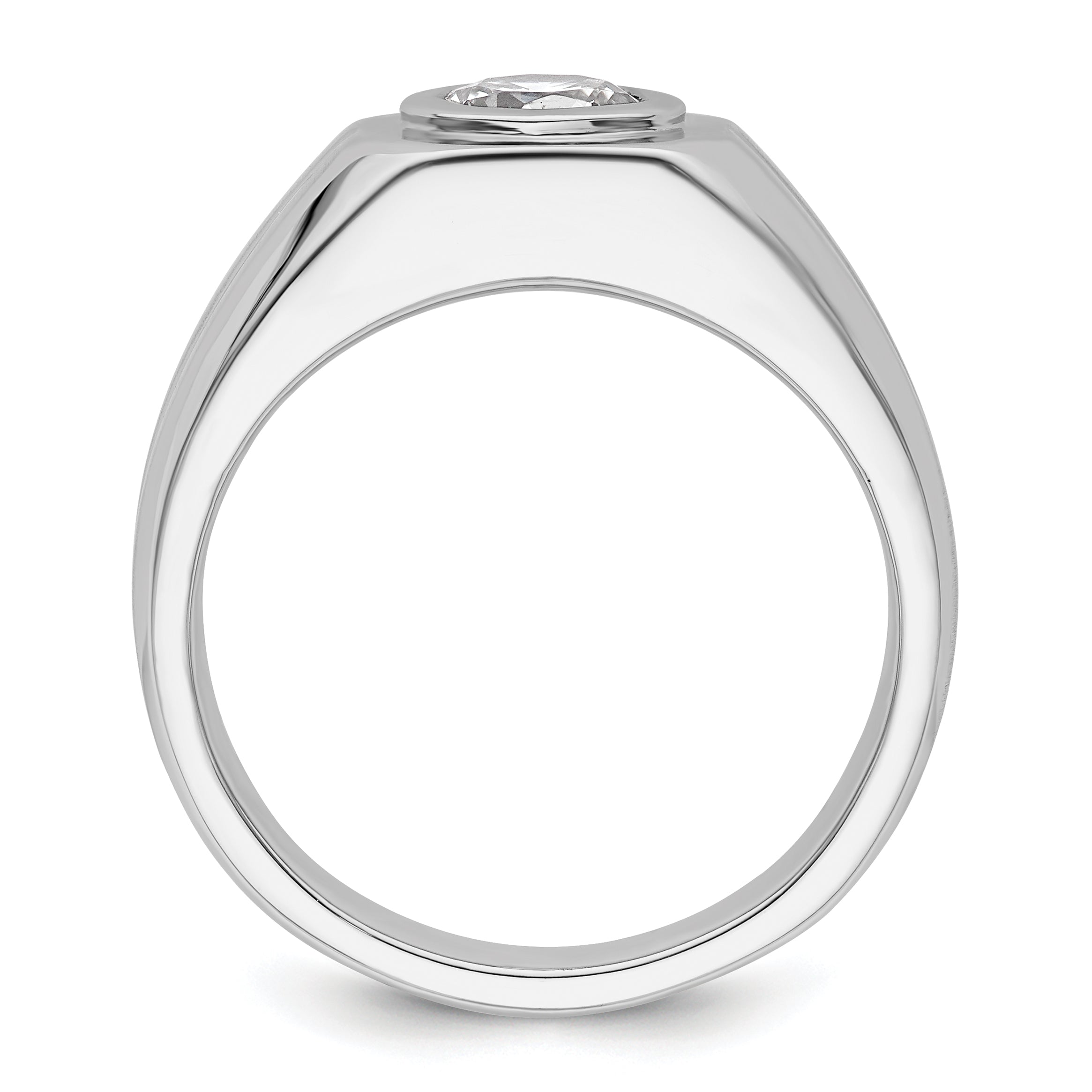 14k White Gold 1 carat Lab Grown Diamond VS+ F+ Round Complete Men's Ring Secondary image
