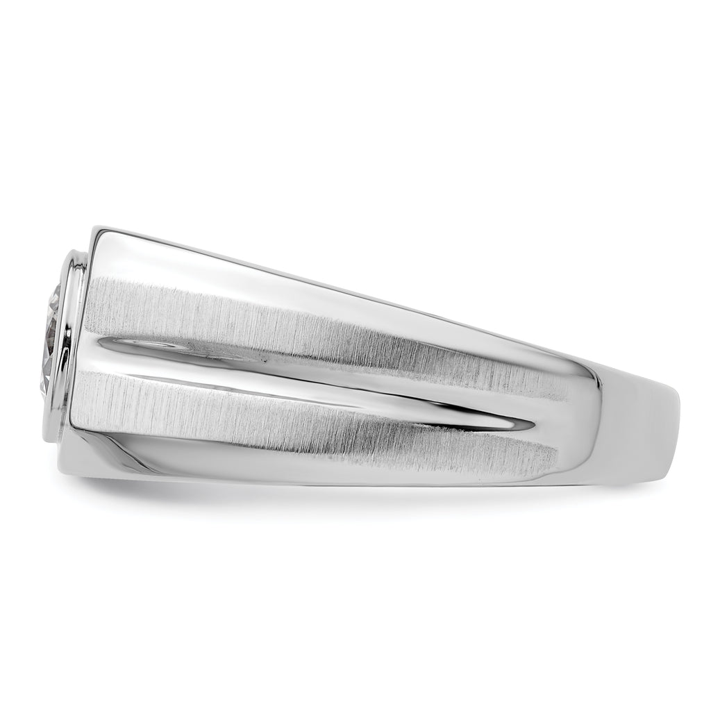 14k White Gold 1 carat Lab Grown Diamond VS+ F+ Round Complete Men's Ring