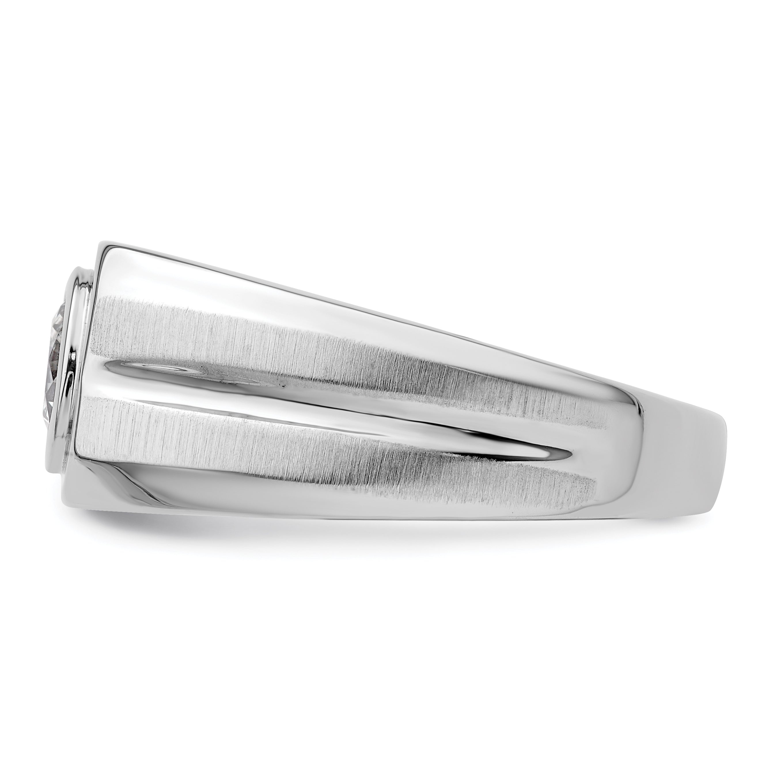 14k White Gold 1 carat Lab Grown Diamond VS+ F+ Round Complete Men's Ring