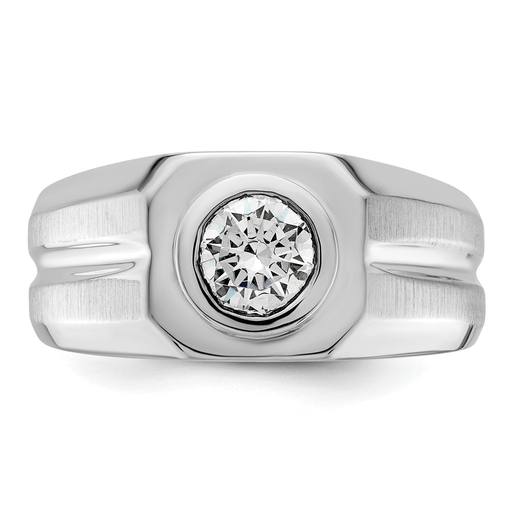14k White Gold 1 carat Lab Grown Diamond VS+ F+ Round Complete Men's Ring