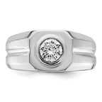 14k White Gold 1 carat Lab Grown Diamond VS+ F+ Round Complete Men's Ring