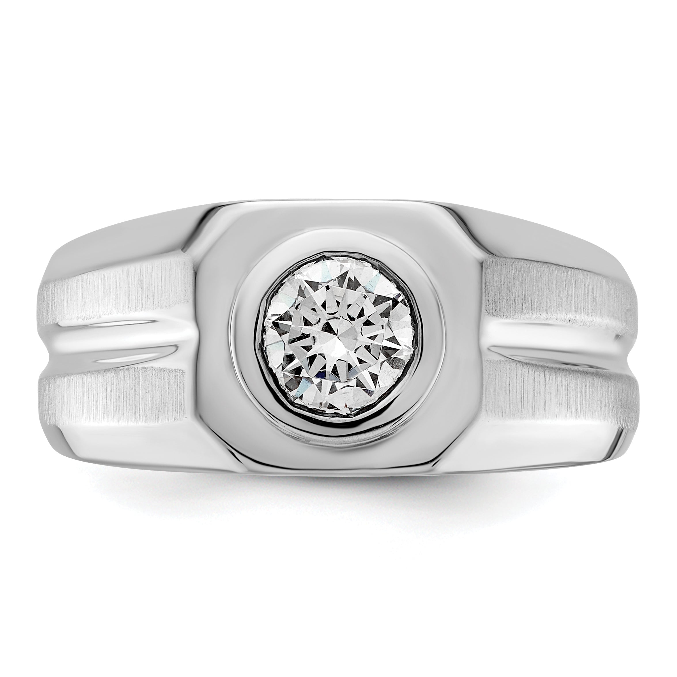 14k White Gold 1 carat Lab Grown Diamond VS+ F+ Round Complete Men's Ring