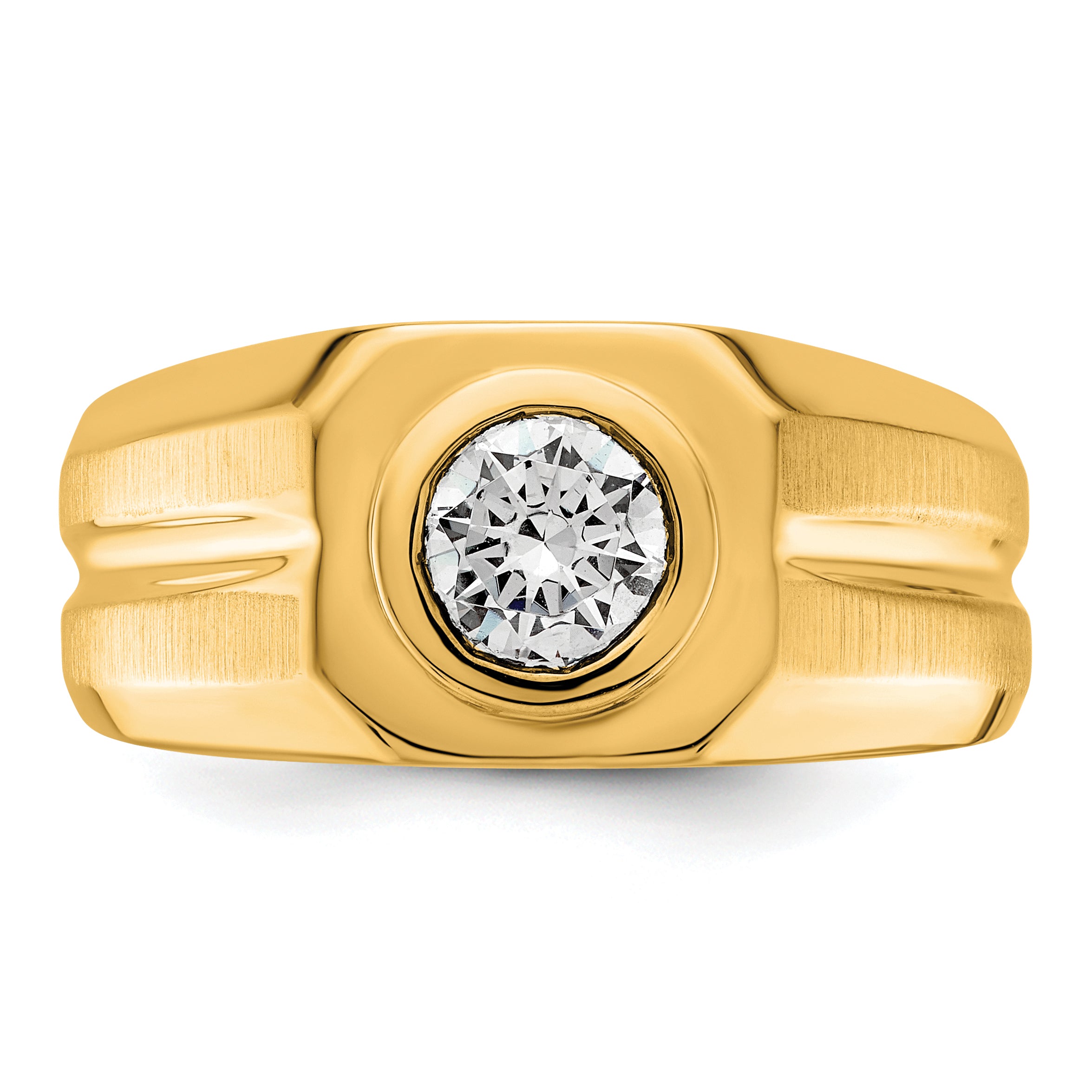14k 1 carat Lab Grown Diamond VS+ F+ Round Complete Men's Ring