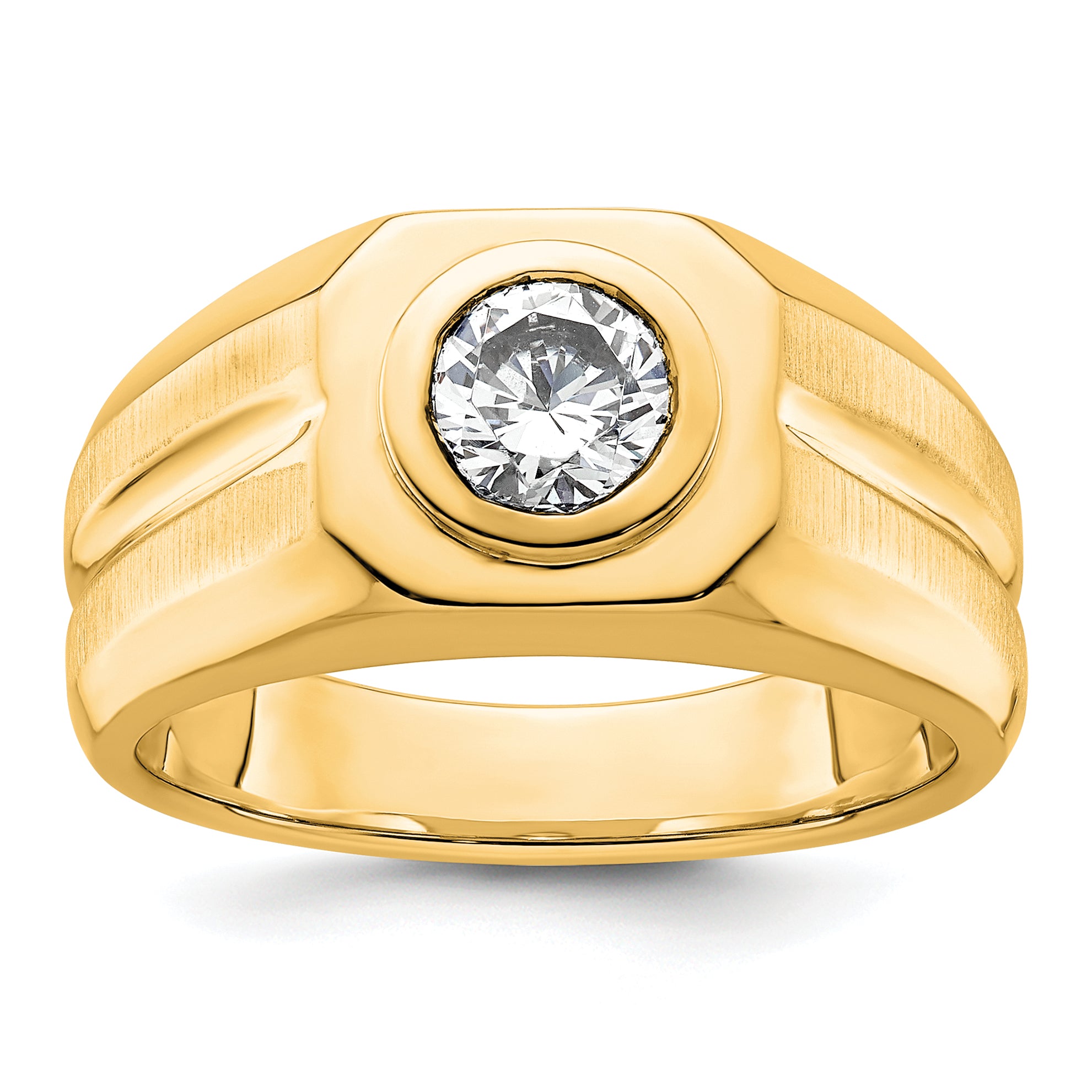 14k 1 carat Lab Grown Diamond VS+ F+ Round Complete Men's Ring Main image