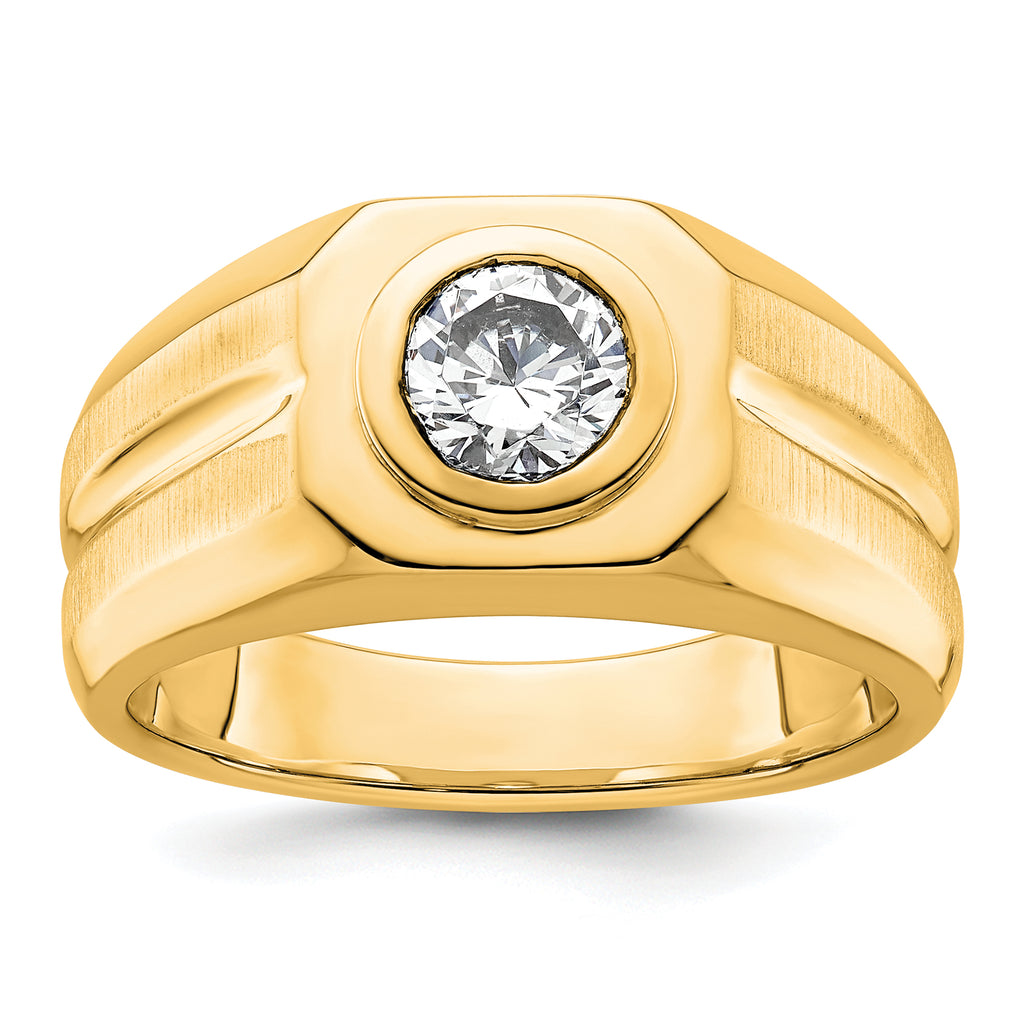 14k 1 carat Lab Grown Diamond VS+ F+ Round Complete Men's Ring