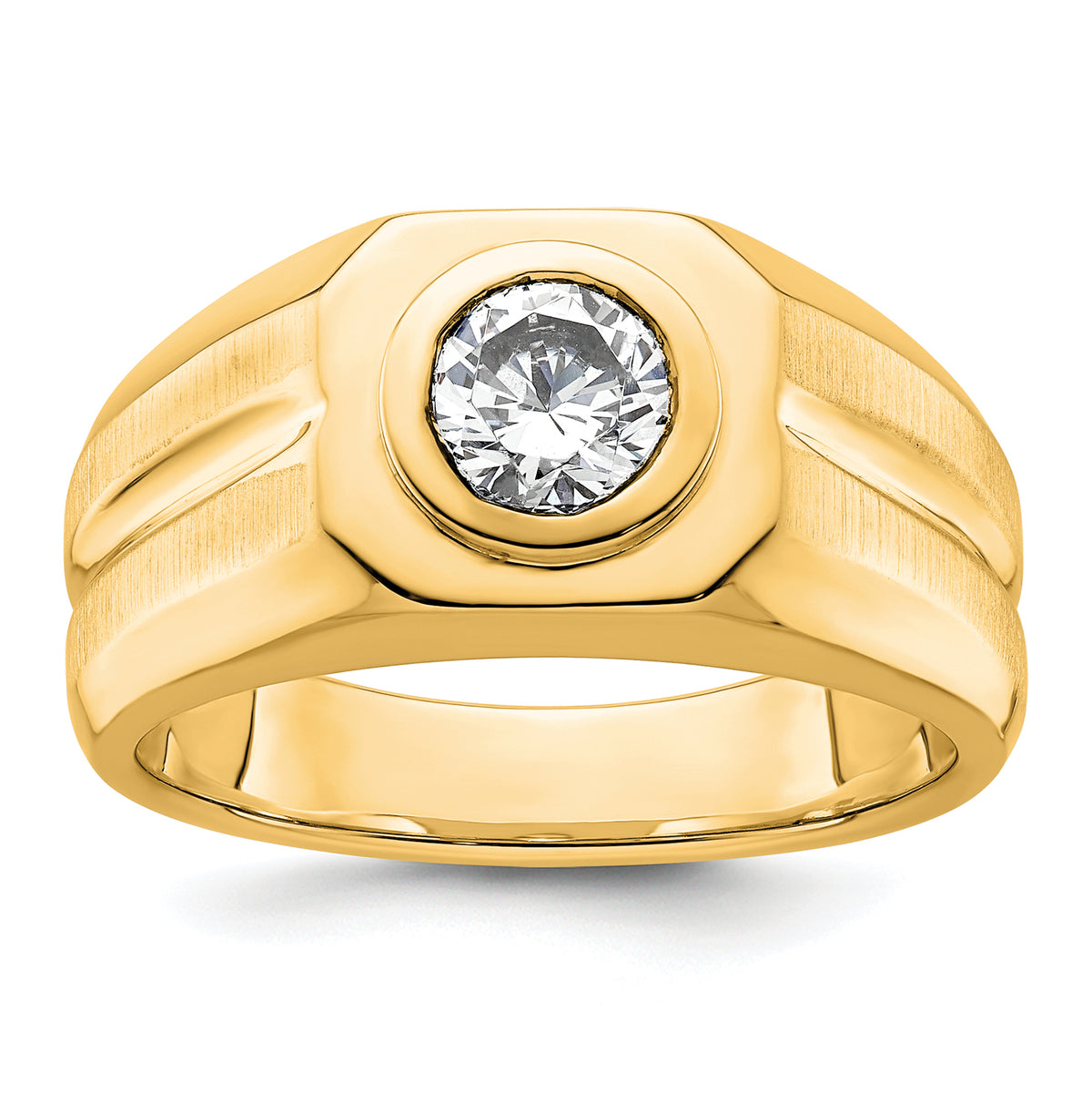 14k 1 carat Lab Grown Diamond VS+ F+ Round Complete Men's Ring