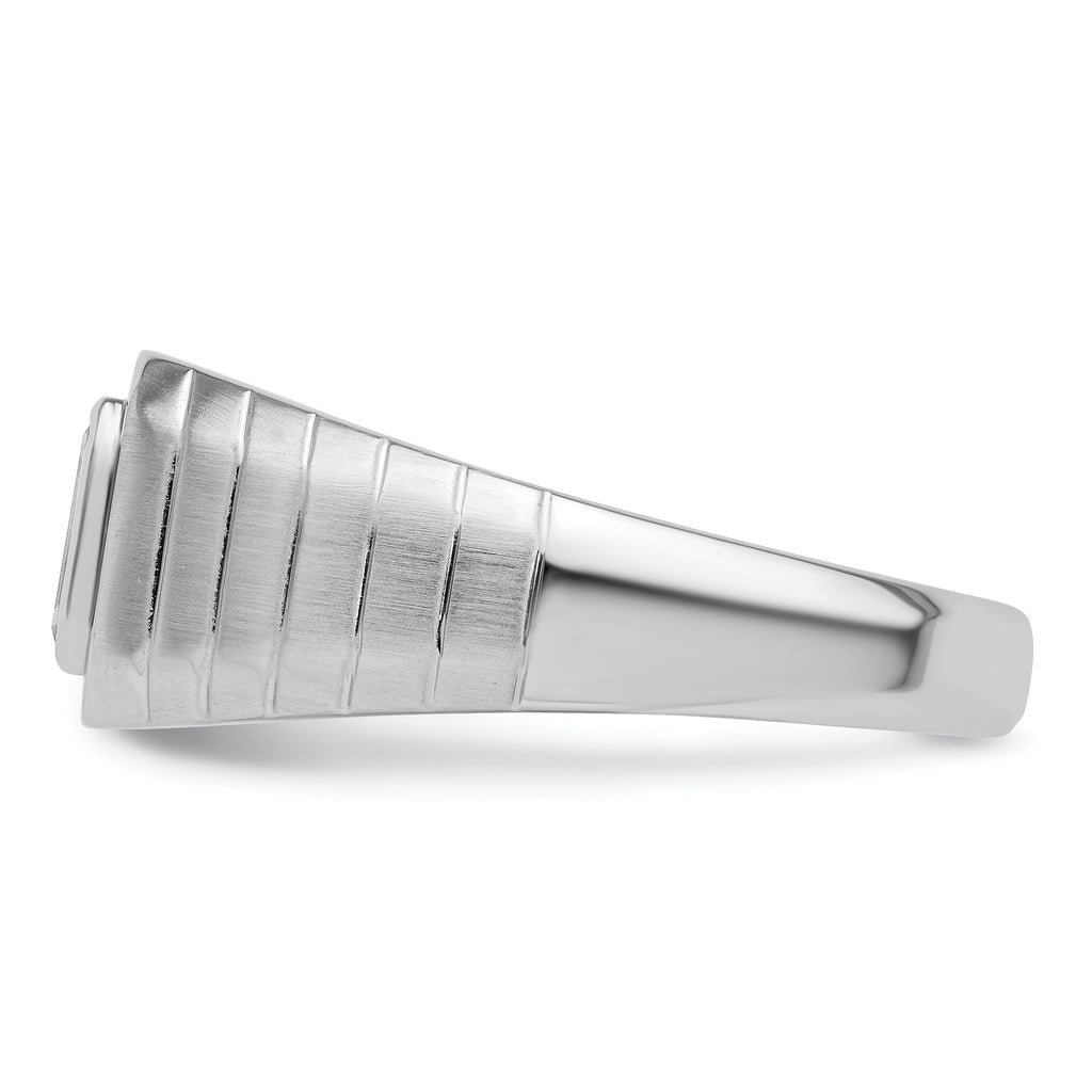14k White Gold 3/4 carat Lab Grown Diamond VS+ F+ Radiant Complete Men's Ring