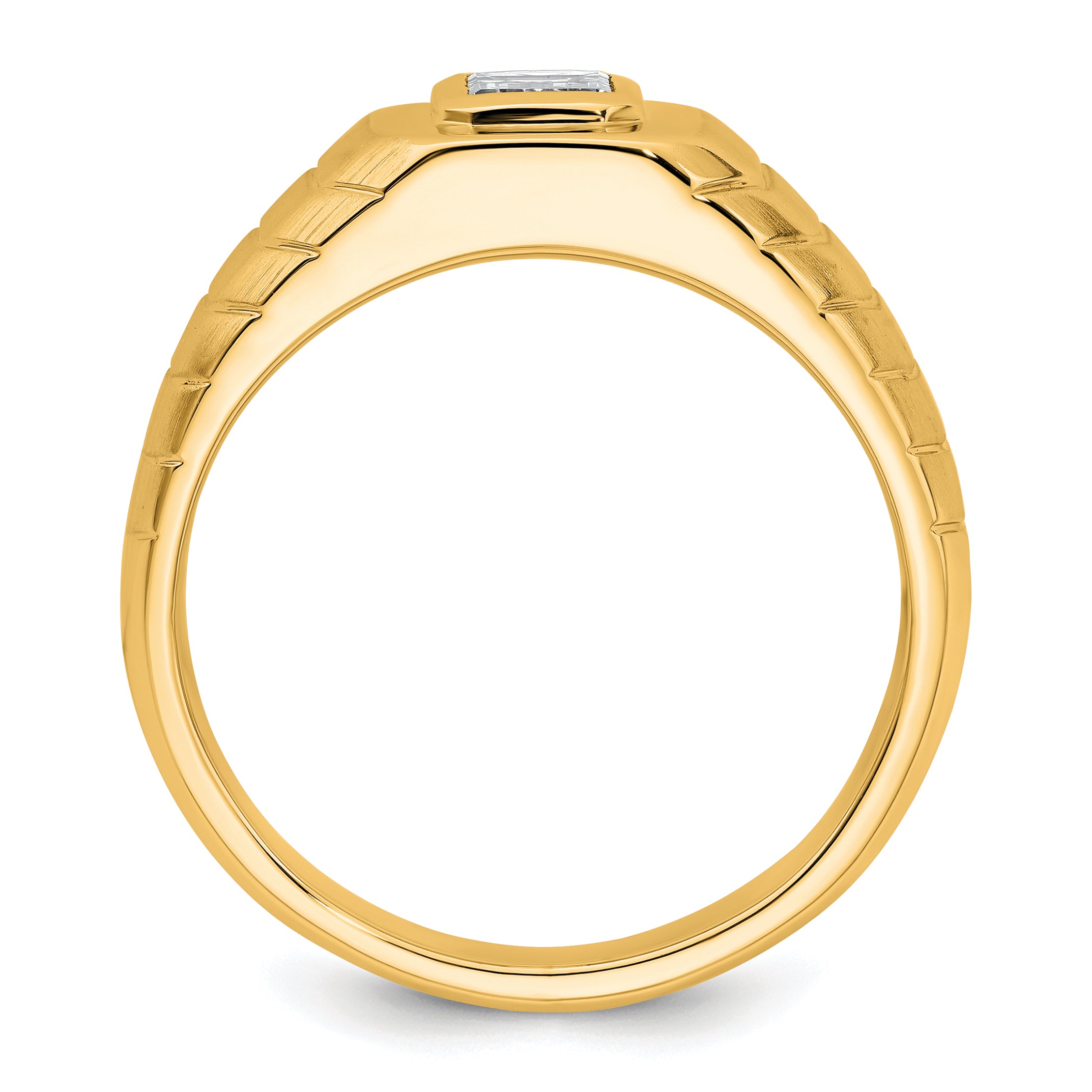14k 3/4 carat Lab Grown Diamond VS+ F+ Radiant Complete Men's Ring
