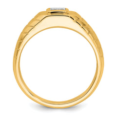 14k 3/4 carat Lab Grown Diamond VS+ F+ Radiant Complete Men's Ring