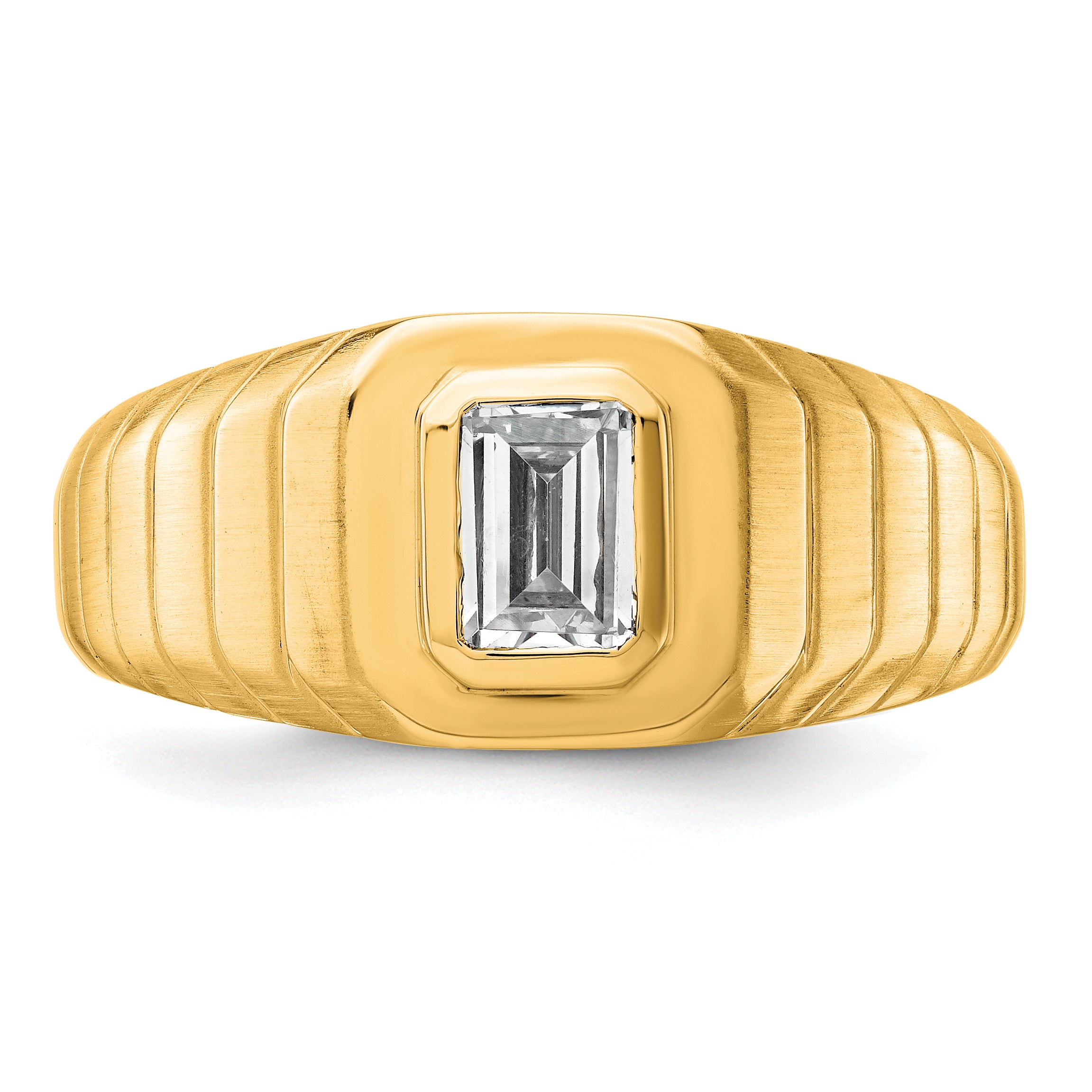 14k 3/4 carat Lab Grown Diamond VS+ F+ Radiant Complete Men's Ring