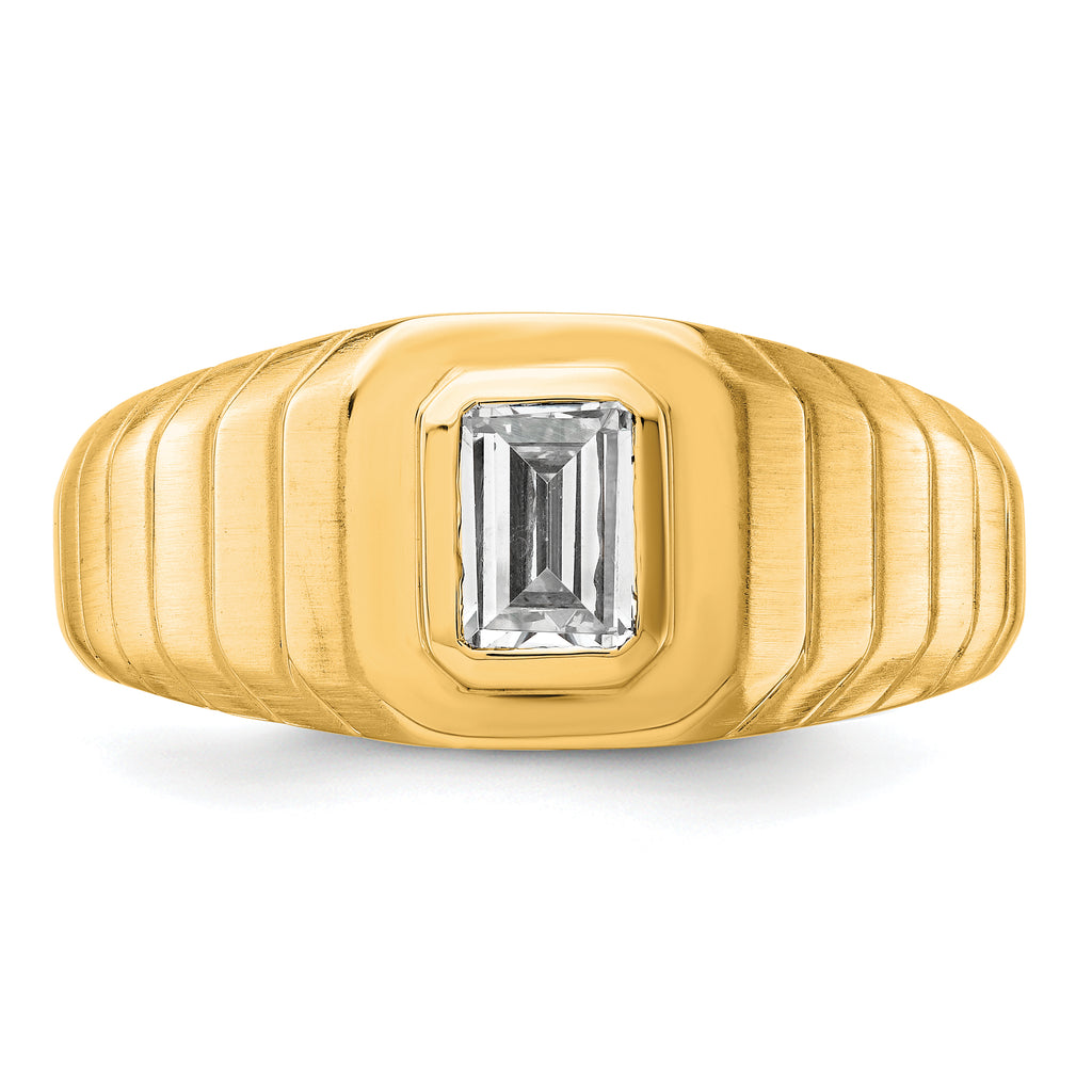 14k 3/4 carat Lab Grown Diamond VS+ F+ Radiant Complete Men's Ring