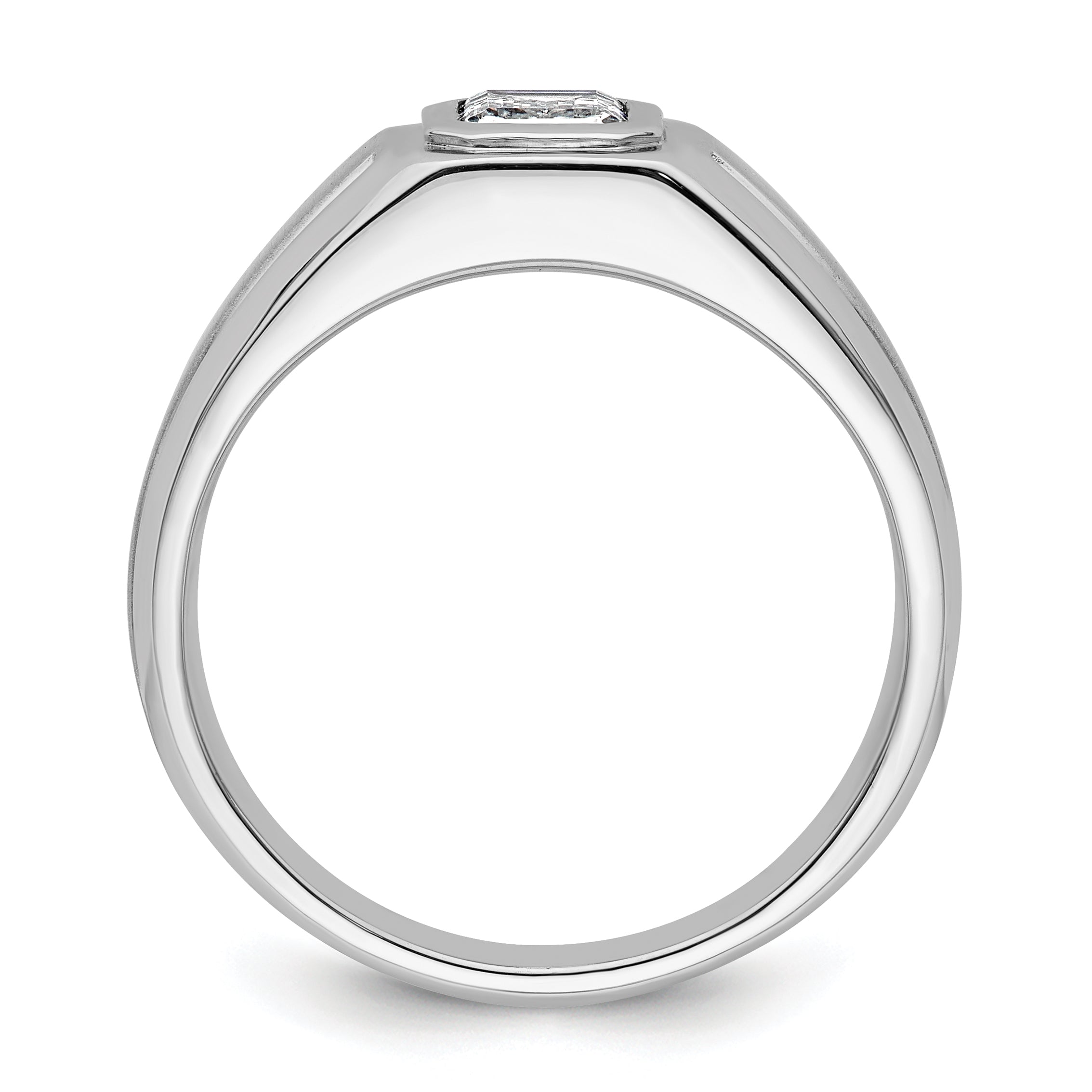 14k White Gold 1 carat Lab Grown Diamond VS+ F+ Radiant Complete Men's Ring Secondary image
