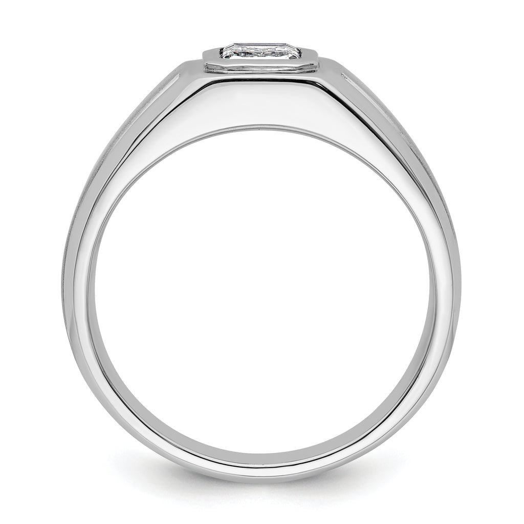 14k White Gold 1 carat Lab Grown Diamond VS+ F+ Radiant Complete Men's Ring