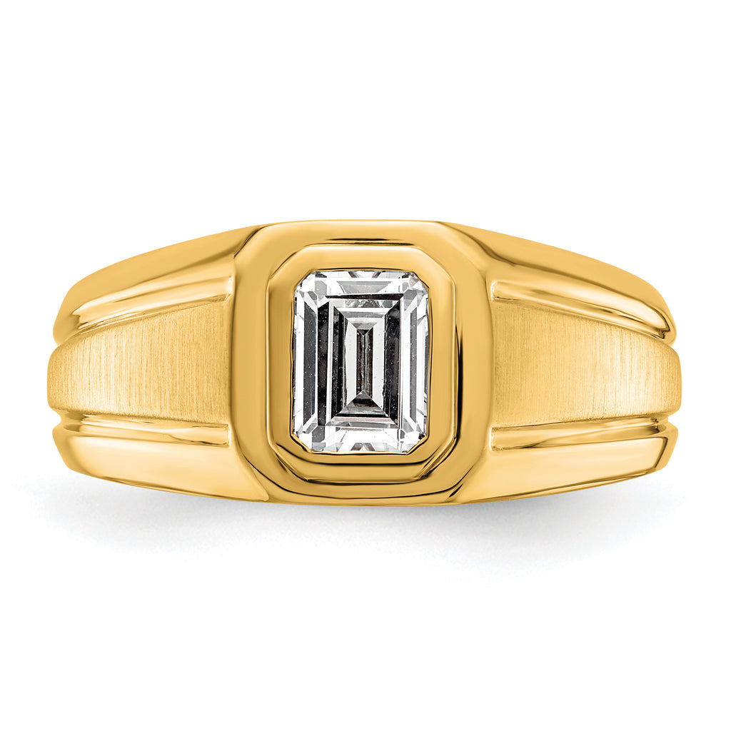 14k 1 carat Lab Grown Diamond VS+ F+ Radiant Complete Men's Ring