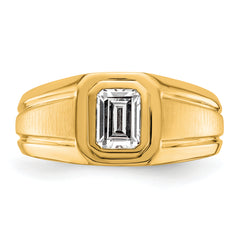 14k 1 carat Lab Grown Diamond VS+ F+ Radiant Complete Men's Ring