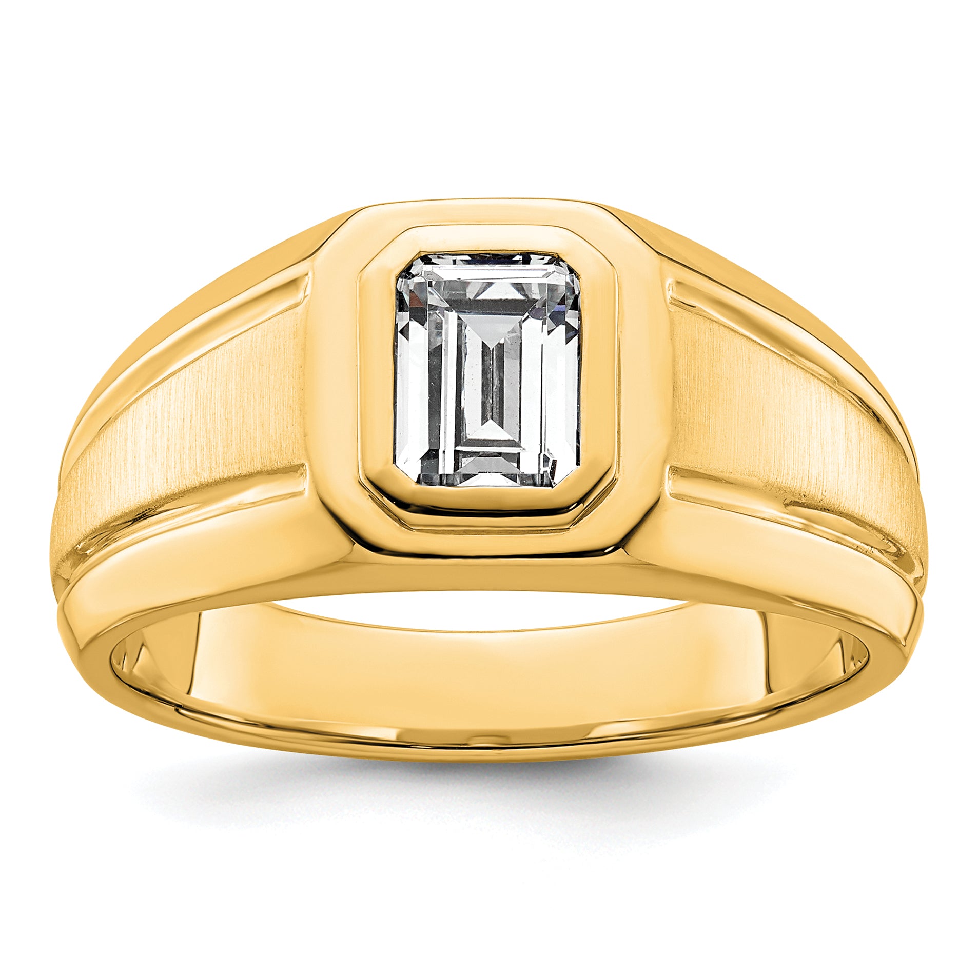 14k 1 carat Lab Grown Diamond VS+ F+ Radiant Complete Men's Ring Main image