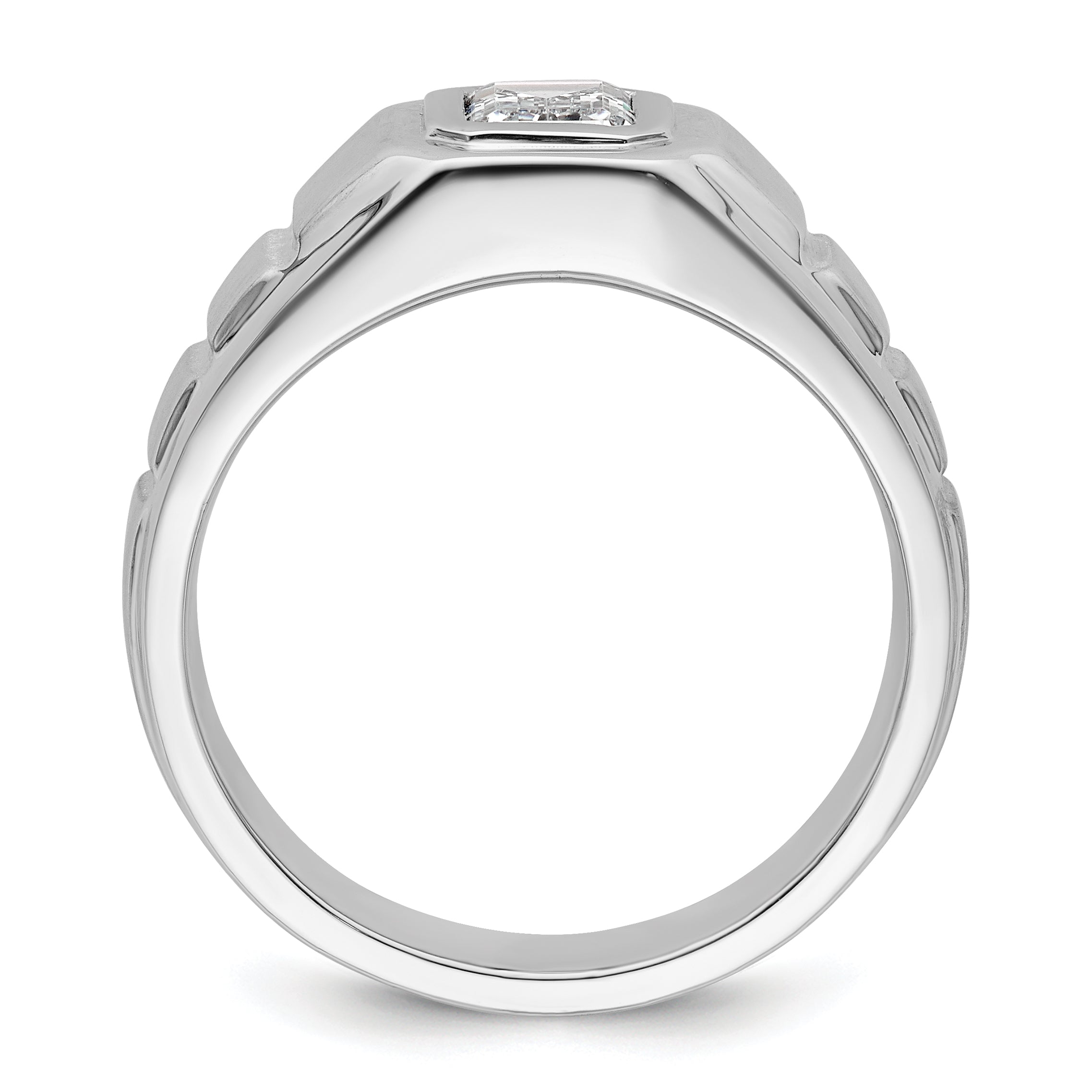 14k White Gold 1 carat Lab Grown Diamond VS+ F+ Radiant Complete Men's Ring Main image