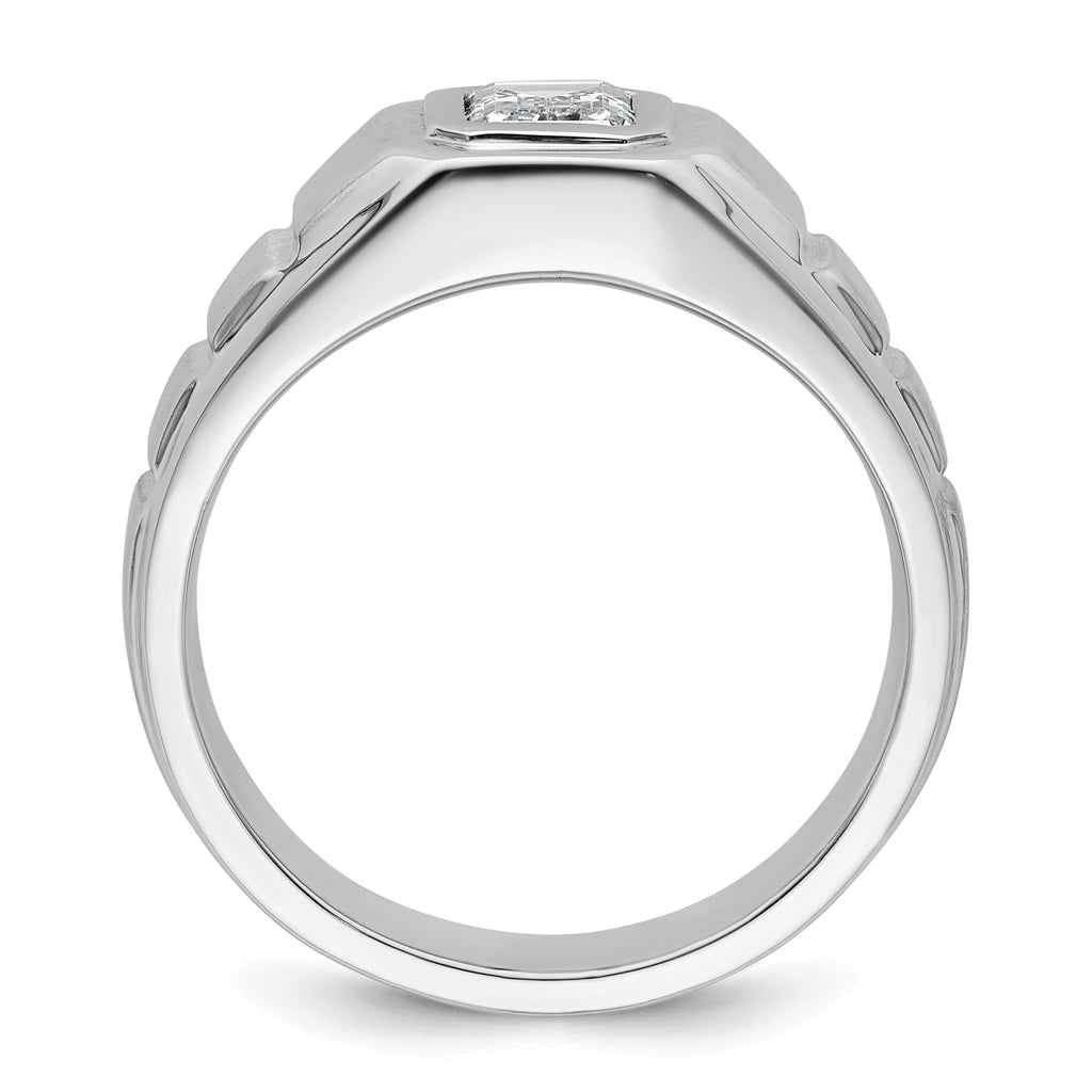 14k White Gold 1 carat Lab Grown Diamond VS+ F+ Radiant Complete Men's Ring