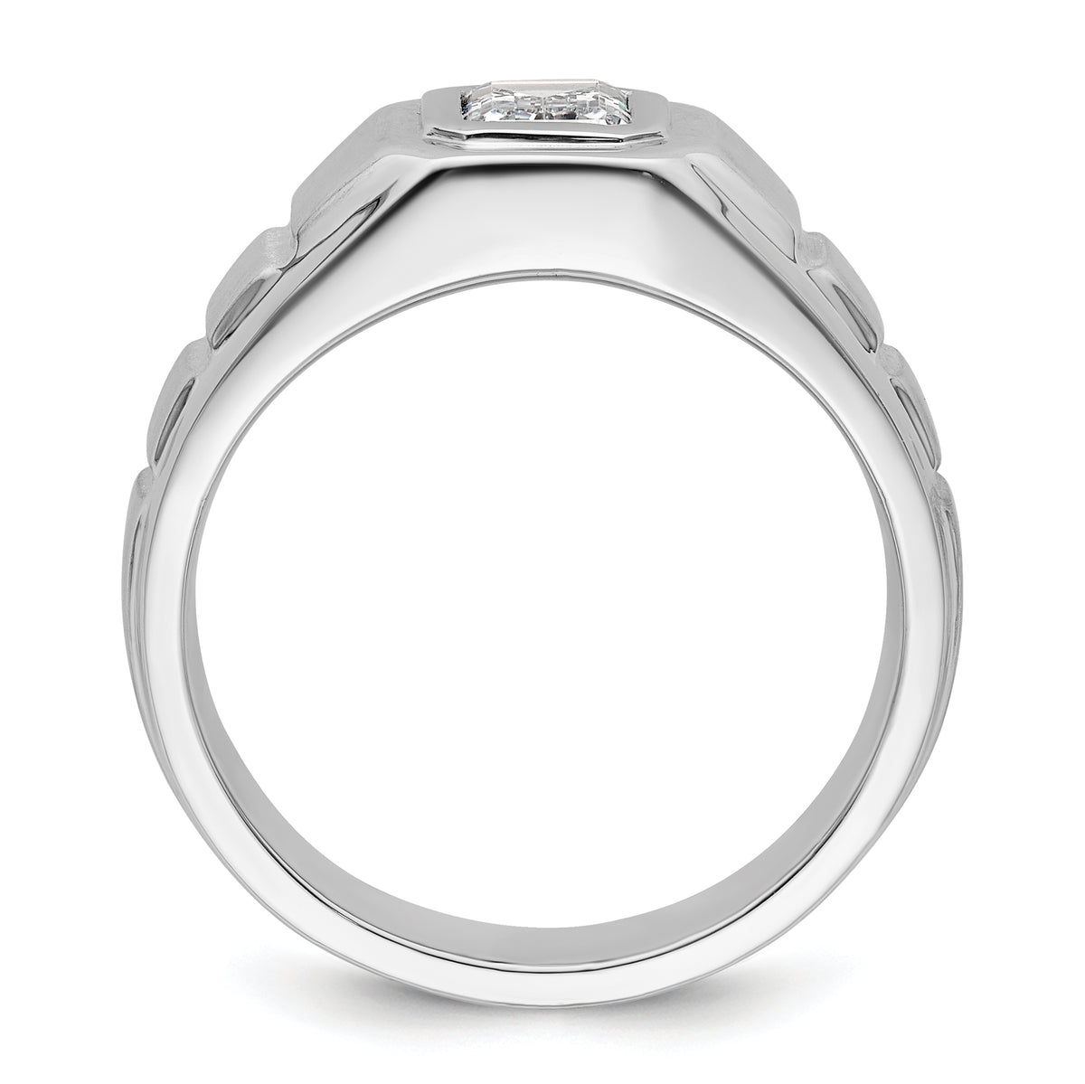 14k White Gold 1 carat Lab Grown Diamond VS+ F+ Radiant Complete Men's Ring