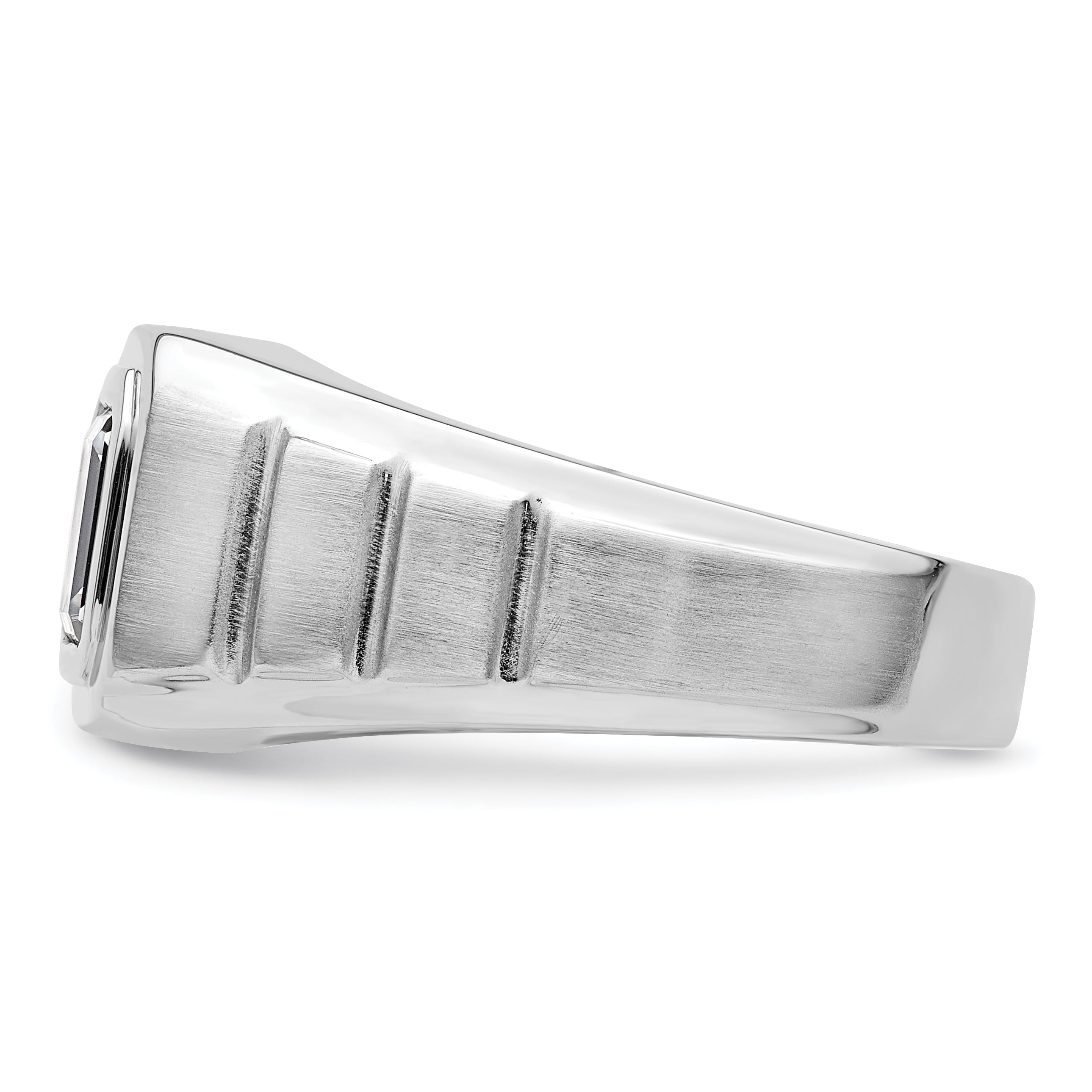 14k White Gold 1 carat Lab Grown Diamond VS+ F+ Radiant Complete Men's Ring Secondary image