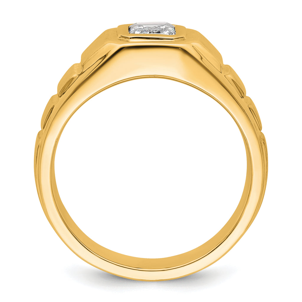 14k 1 carat Lab Grown Diamond VS+ F+ Radiant Complete Men's Ring