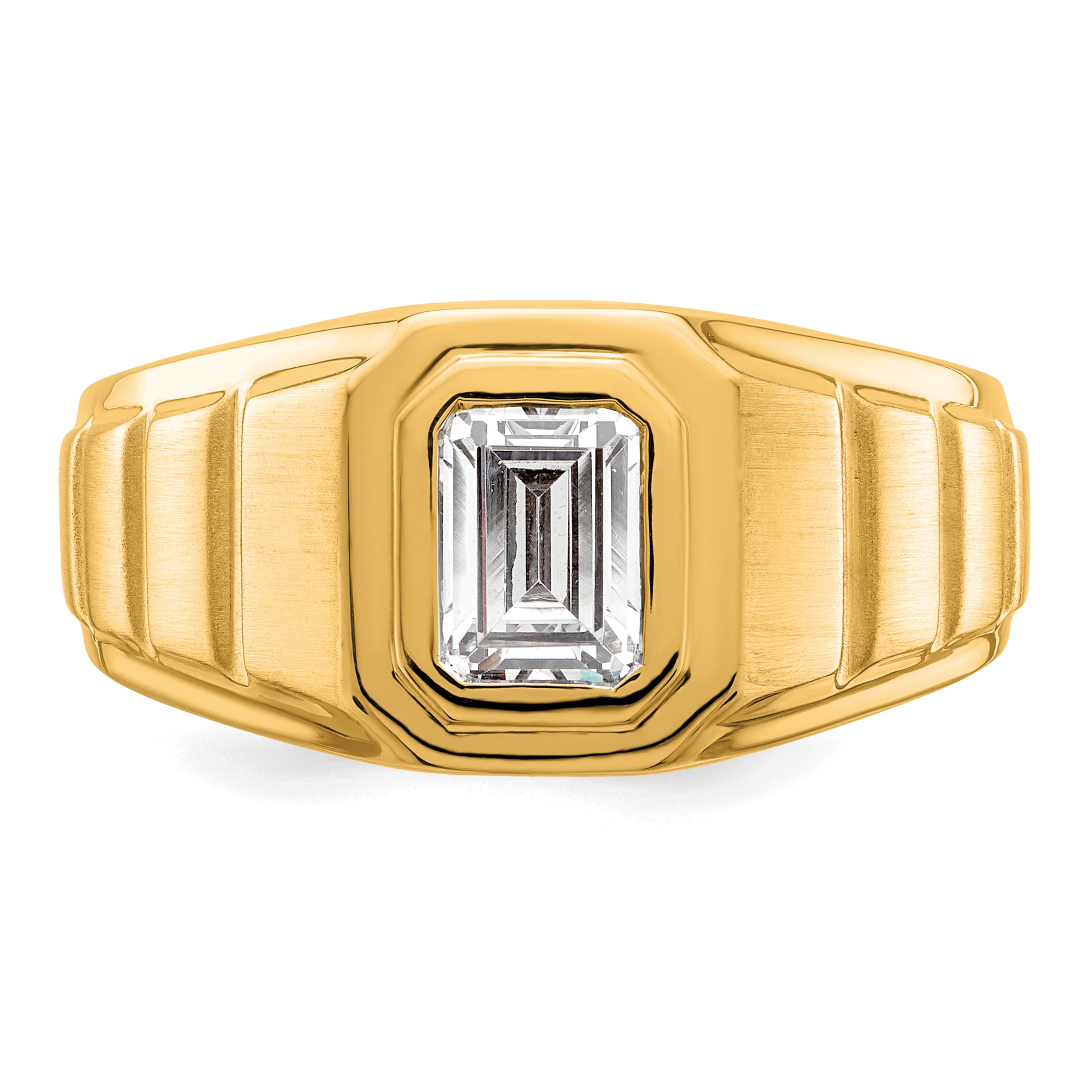 14k 1 carat Lab Grown Diamond VS+ F+ Radiant Complete Men's Ring