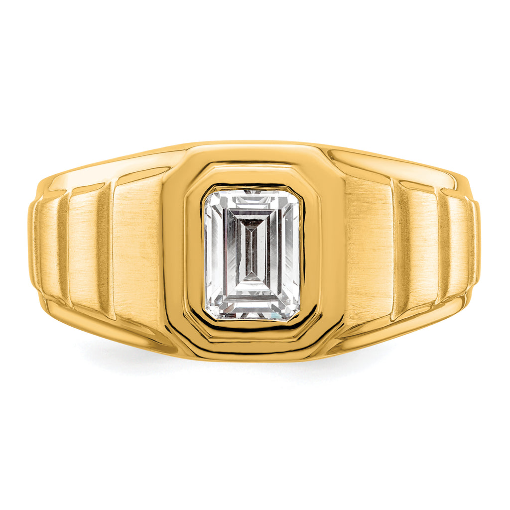 14k 1 carat Lab Grown Diamond VS+ F+ Radiant Complete Men's Ring