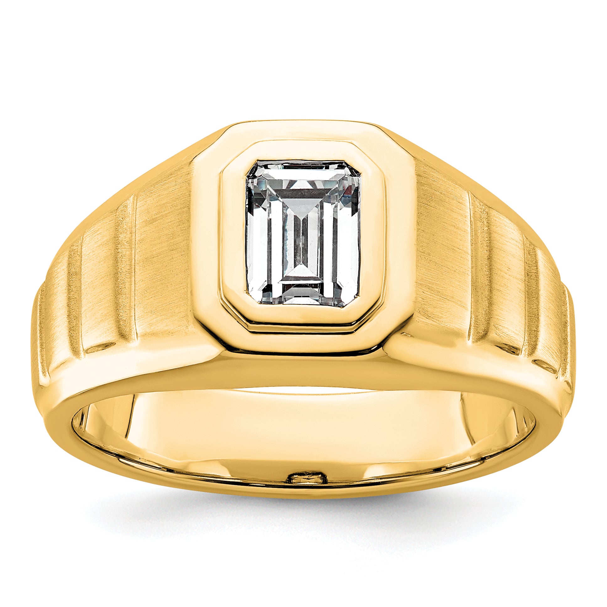 14k 1 carat Lab Grown Diamond VS+ F+ Radiant Complete Men's Ring Main image