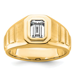 14k 1 carat Lab Grown Diamond VS+ F+ Radiant Complete Men's Ring