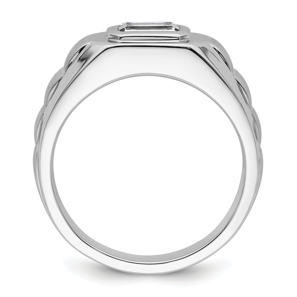14k White Gold 1 carat Lab Grown Diamond VS+ F+ Radiant Complete Men's ...