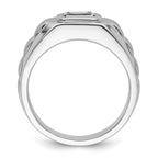 14k White Gold 1 carat Lab Grown Diamond VS+ F+ Radiant Complete Men's Ring