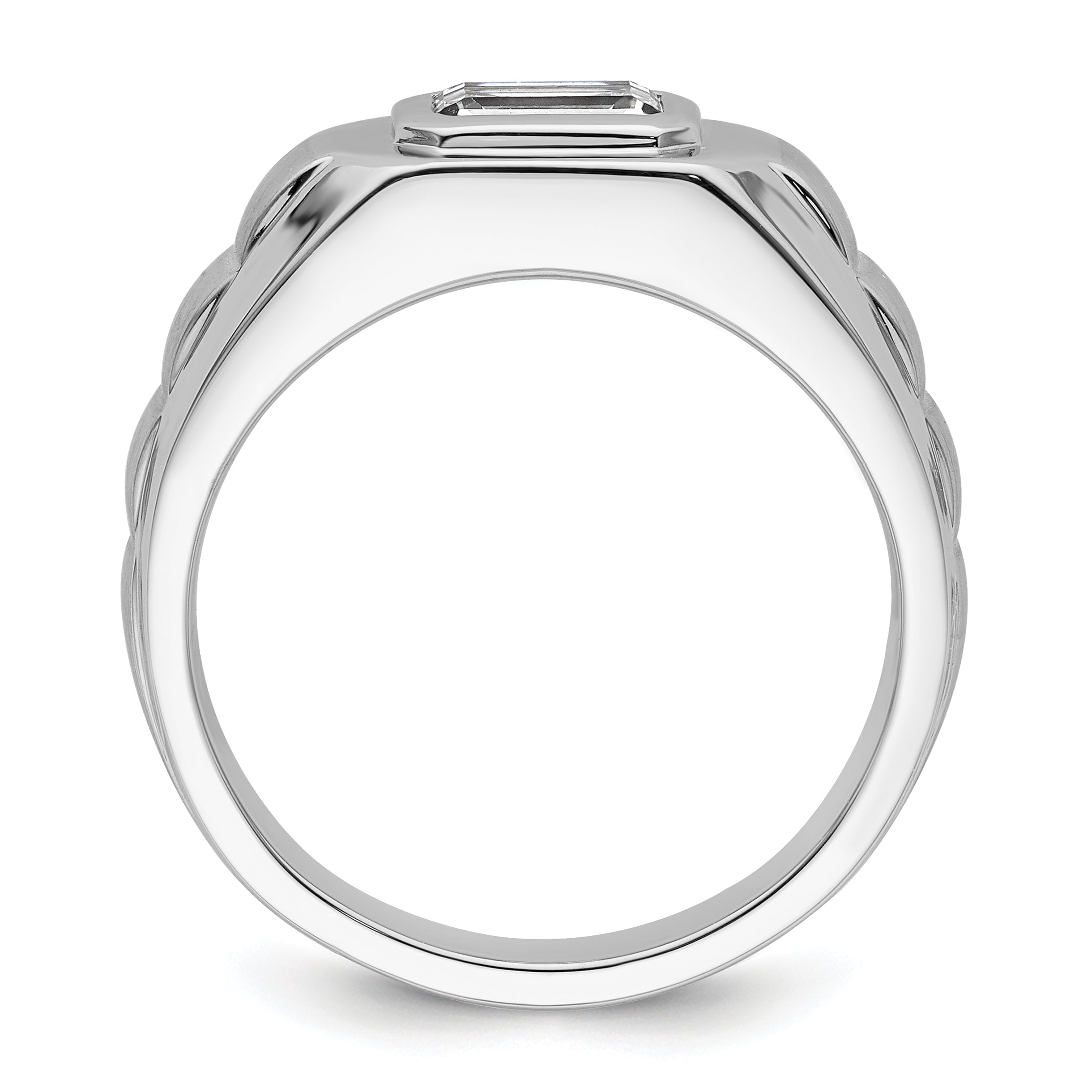 14k White Gold 1 carat Lab Grown Diamond VS+ F+ Radiant Complete Men's Ring