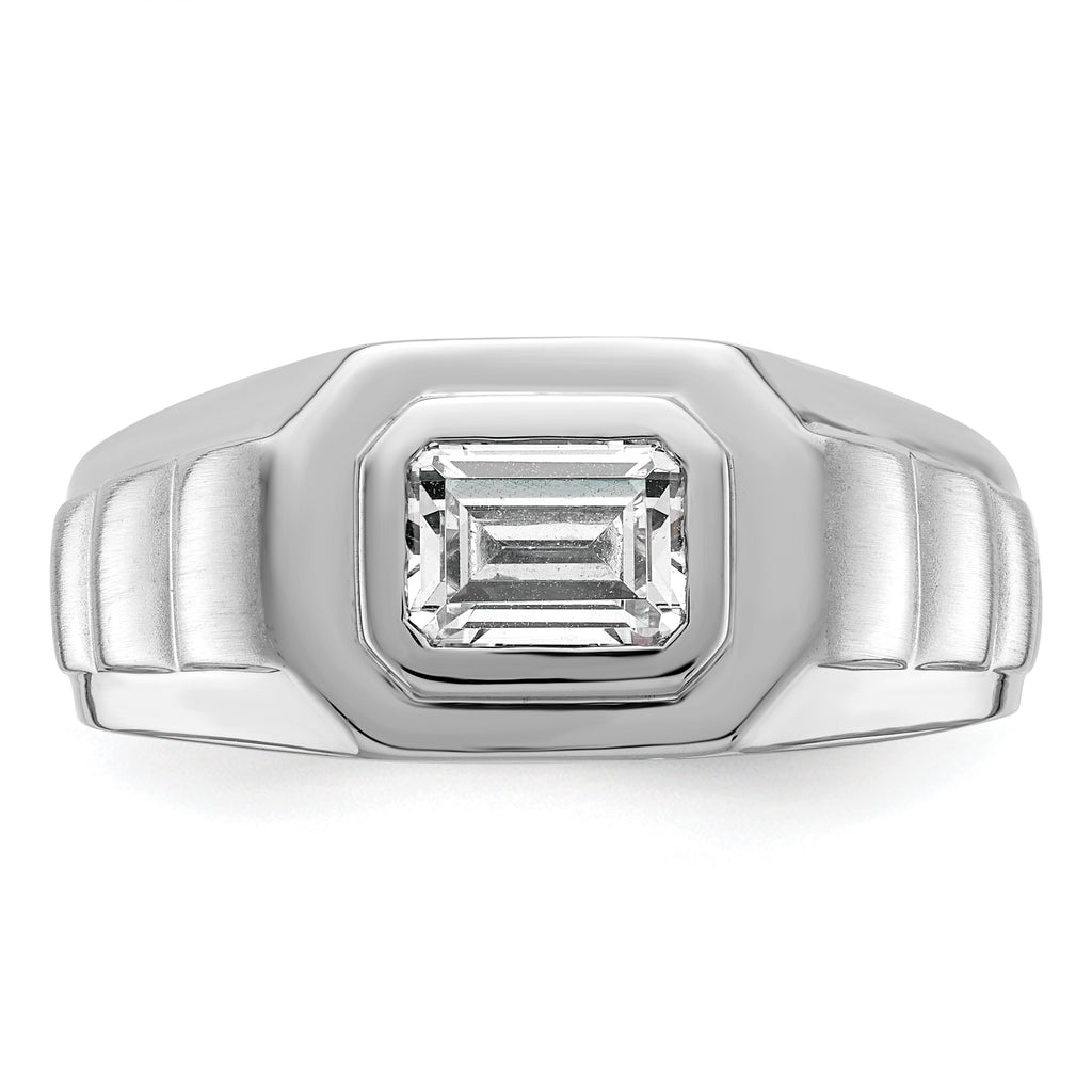 14k White Gold 1 carat Lab Grown Diamond VS+ F+ Radiant Complete Men's Ring