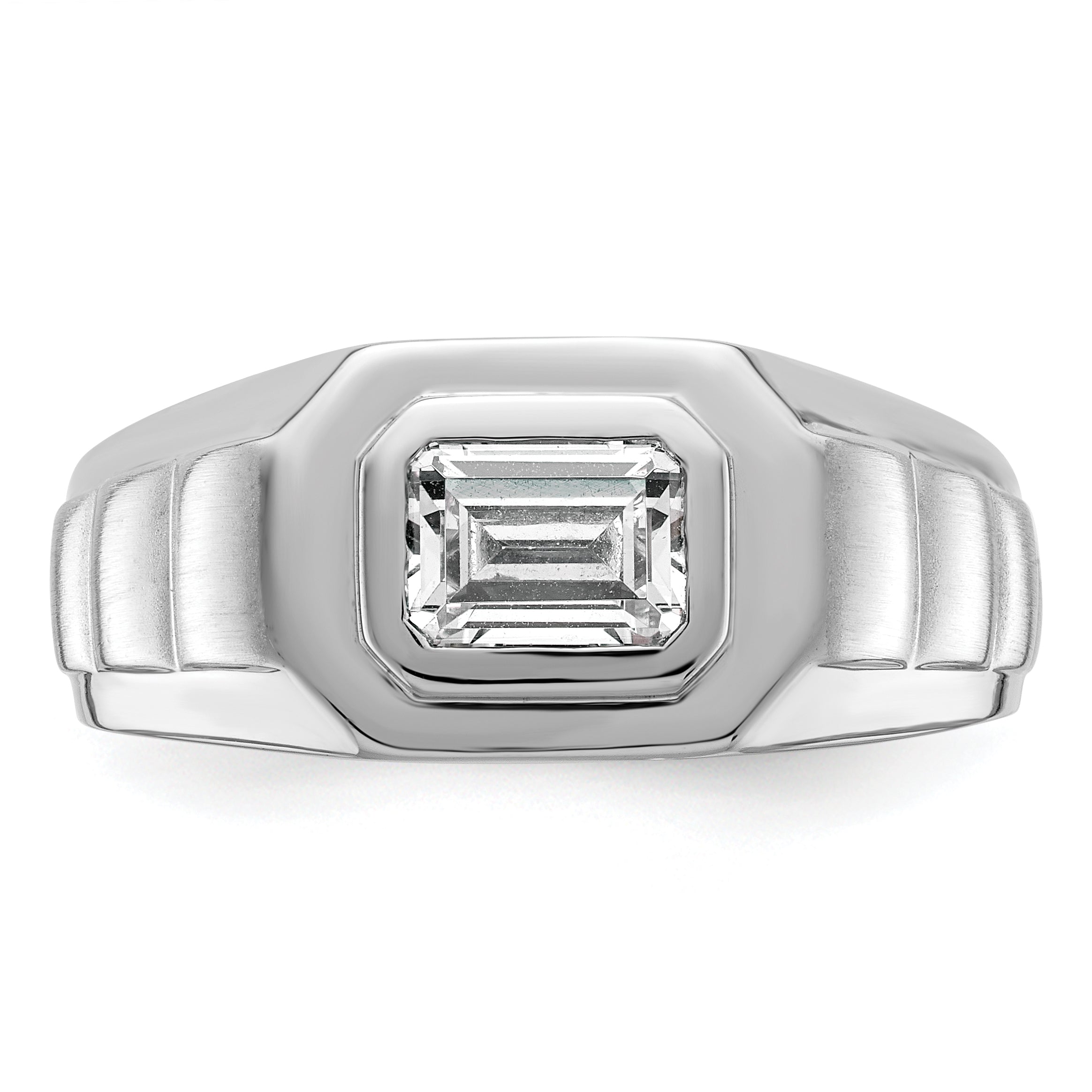 14k White Gold 1 carat Lab Grown Diamond VS+ F+ Radiant Complete Men's Ring