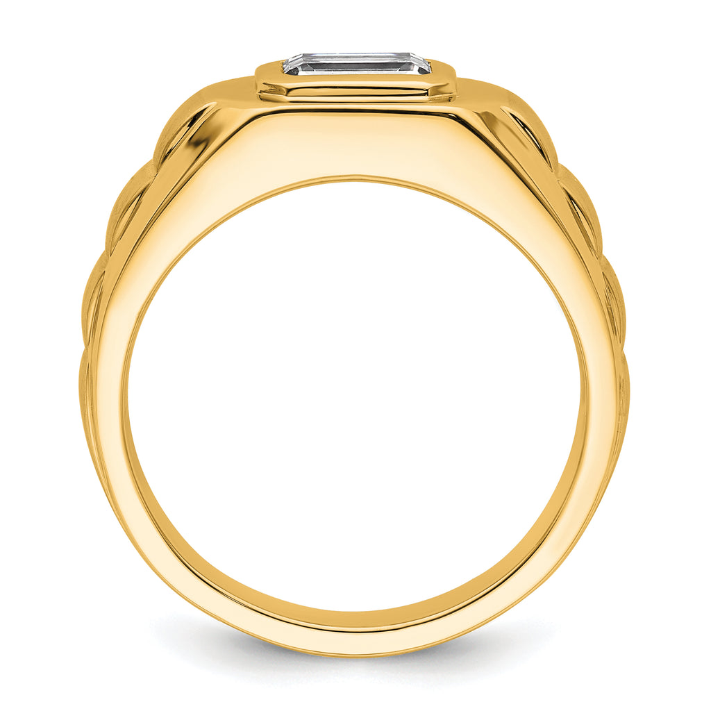 14k 1 carat Lab Grown Diamond VS+ F+ Radiant Complete Men's Ring