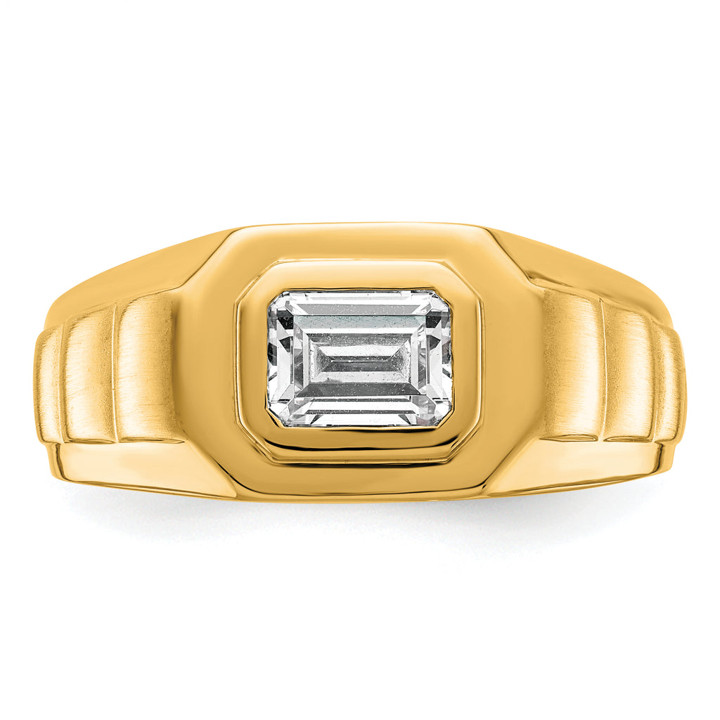 14k 1 carat Lab Grown Diamond VS+ F+ Radiant Complete Men's Ring