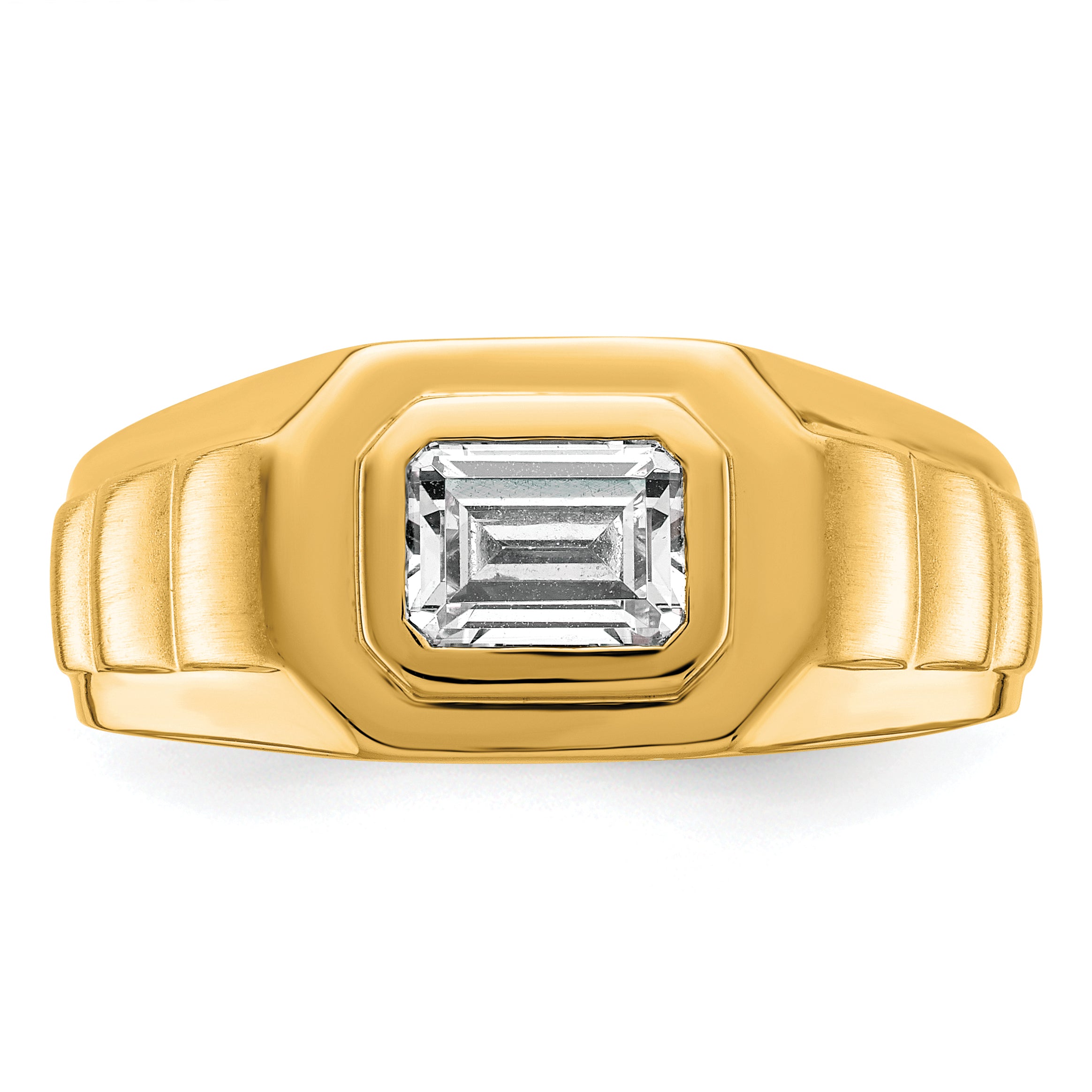 14k 1 carat Lab Grown Diamond VS+ F+ Radiant Complete Men's Ring