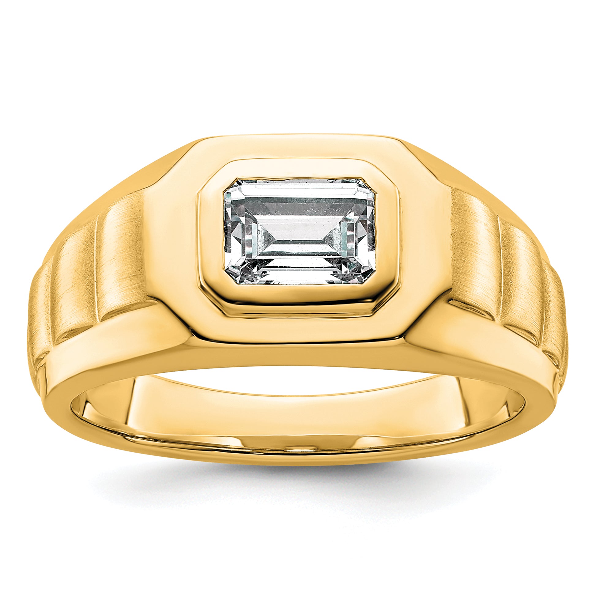14k 1 carat Lab Grown Diamond VS+ F+ Radiant Complete Men's Ring Main image
