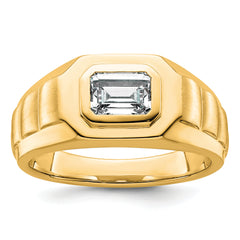 14k 1 carat Lab Grown Diamond VS+ F+ Radiant Complete Men's Ring