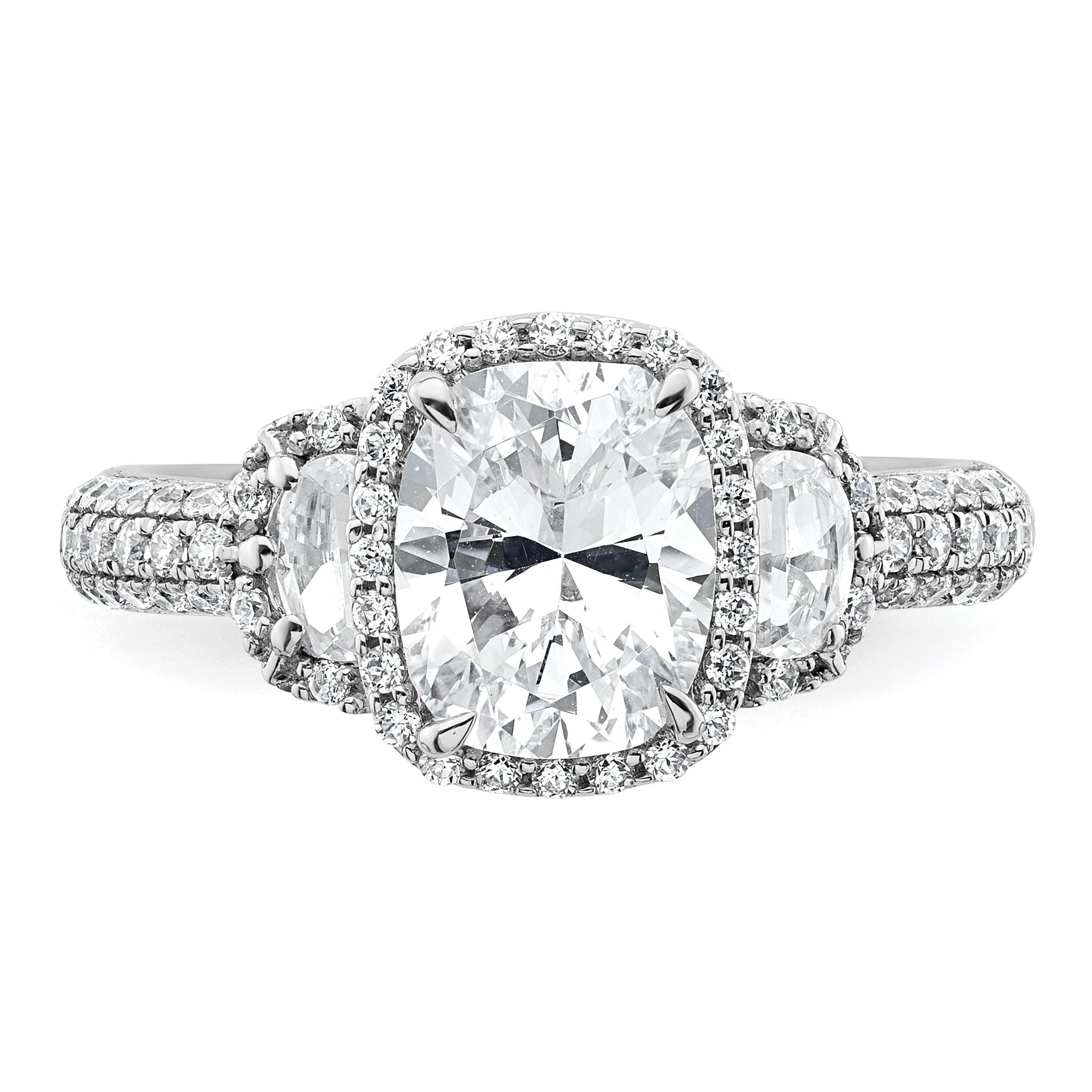 14k White Gold 2 7/8 carat Certified Lab Grown Diamond VS+ F+ Complete Oval Halo Engagement Ring