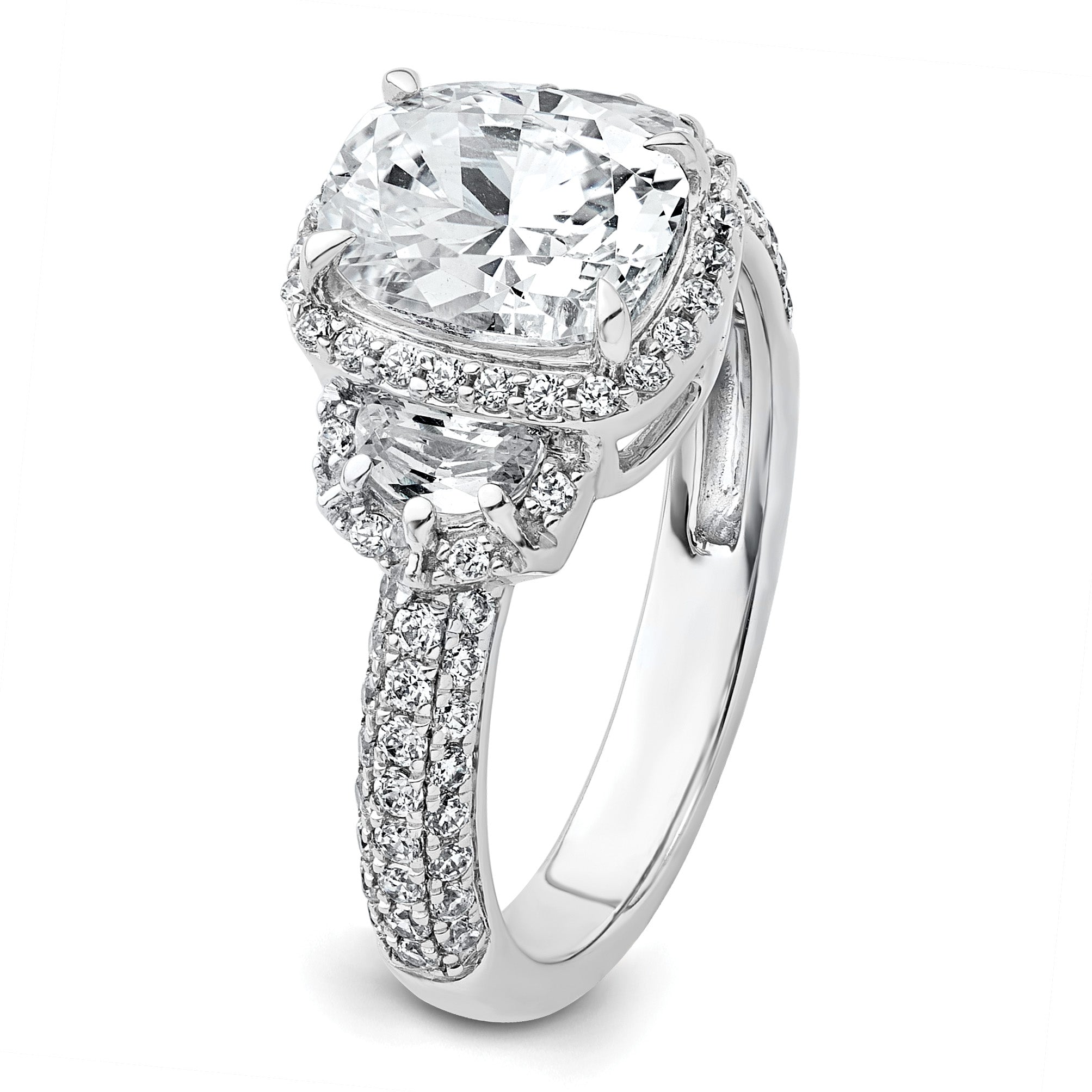 14k White Gold 2 7/8 carat Certified Lab Grown Diamond VS+ F+ Complete Oval Halo Engagement Ring