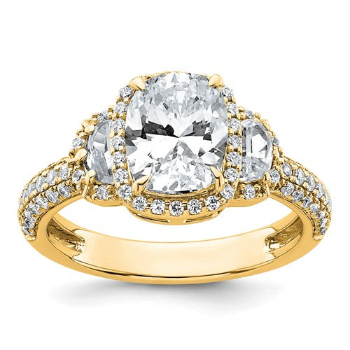 Cushion Halo Engagement Ring in 14K Yellow Gold (2 7/8 ct. tw.), Size 7 - Sophia Jewelers