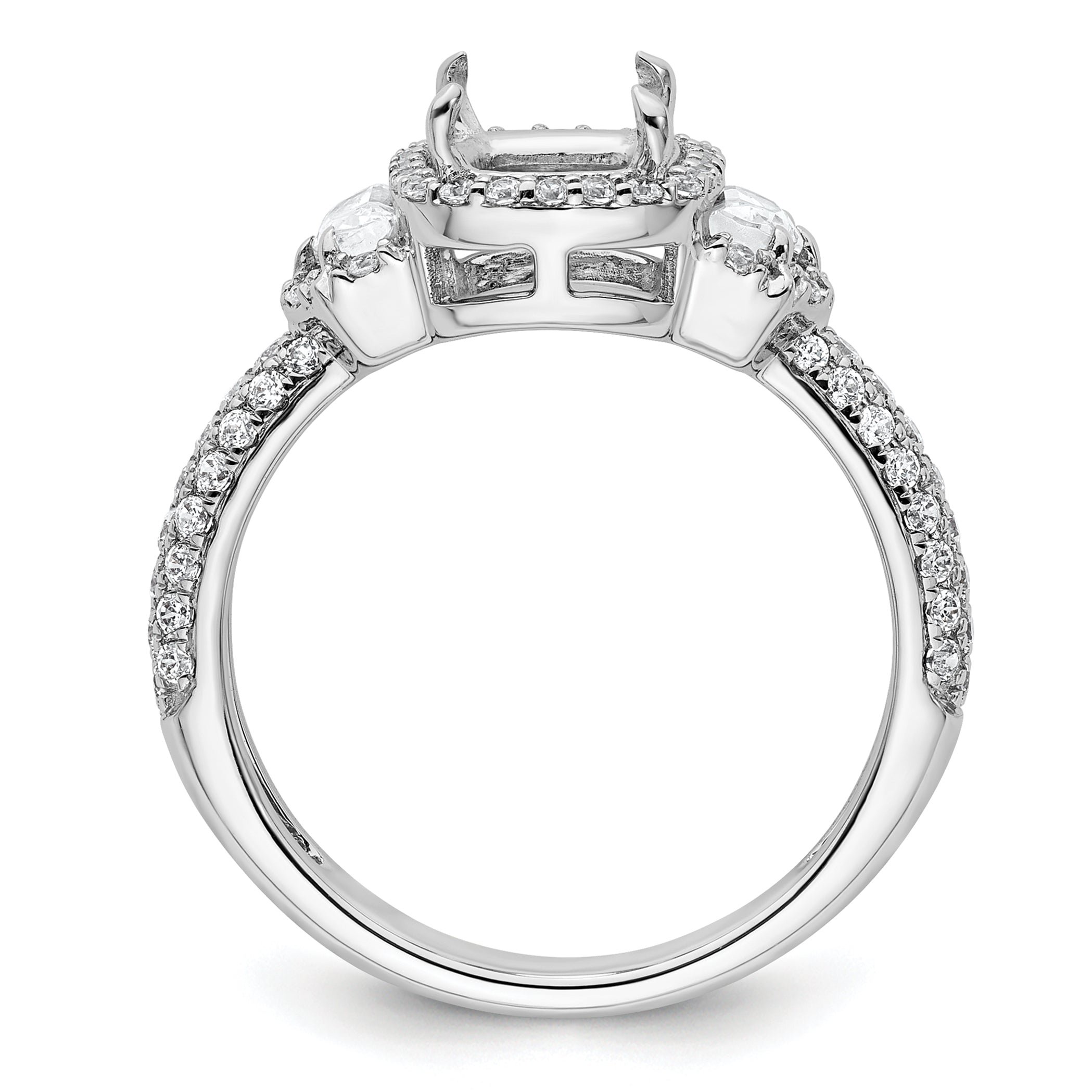 14k White Gold 7/8 carat Lab Grown Diamond VS+ F+ 2 carat Oval Center Semi Mount Halo Engagement Ring