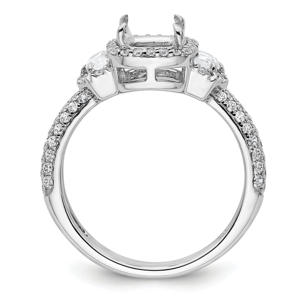 14k White Gold 7/8 carat Lab Grown Diamond VS+ F+ 2 carat Oval Center Semi Mount Halo Engagement Ring