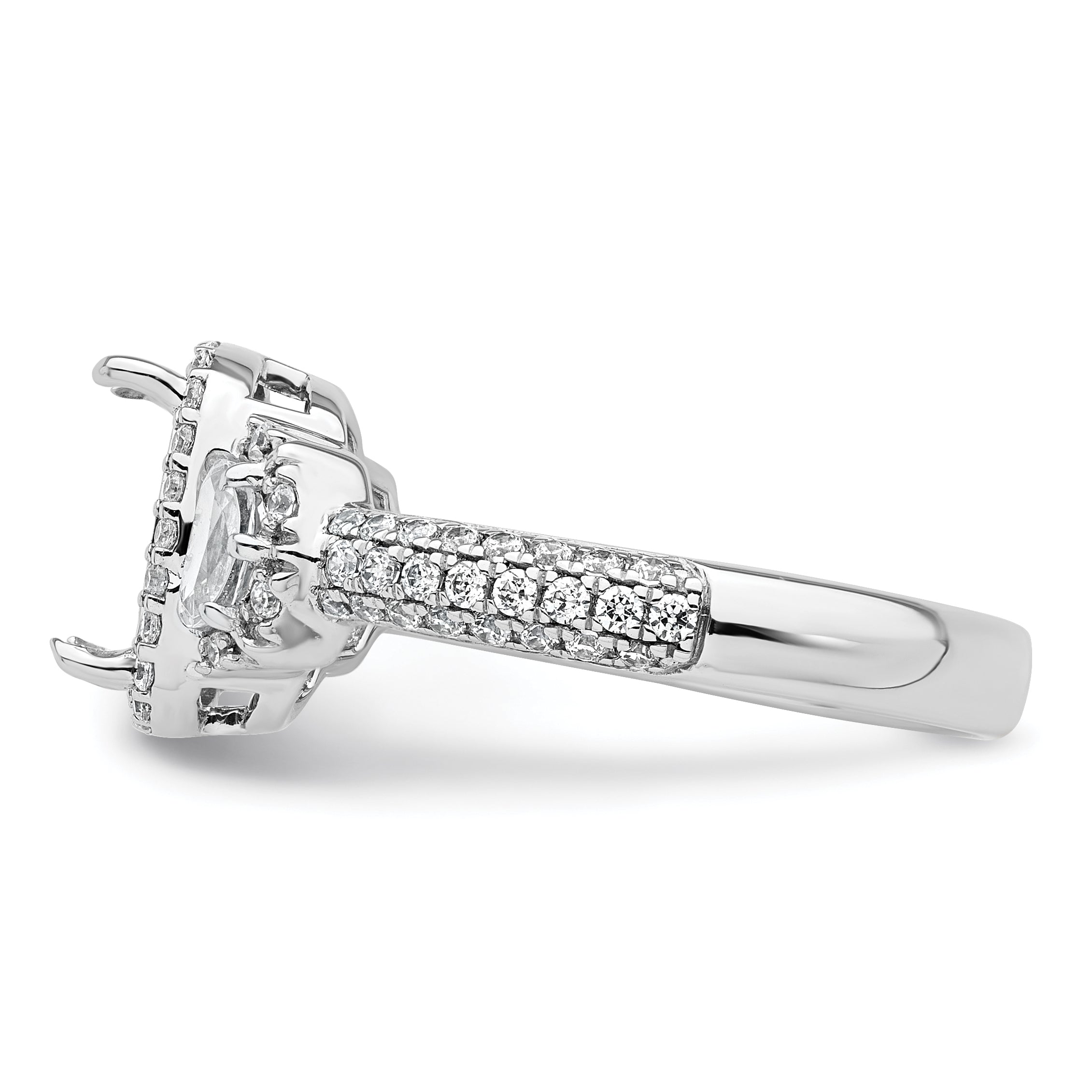 14k White Gold 7/8 carat Lab Grown Diamond VS+ F+ 2 carat Oval Center Semi Mount Halo Engagement Ring