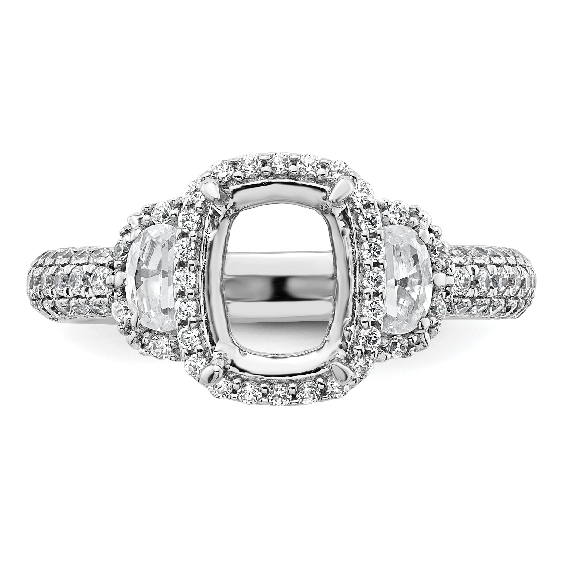 14k White Gold 7/8 carat Lab Grown Diamond VS+ F+ 2 carat Oval Center Semi Mount Halo Engagement Ring