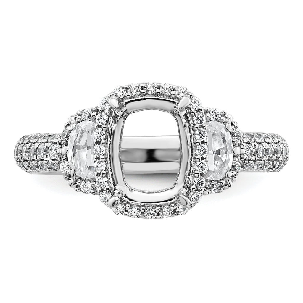 14k White Gold 7/8 carat Lab Grown Diamond VS+ F+ 2 carat Oval Center Semi Mount Halo Engagement Ring
