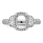 14k White Gold 7/8 carat Lab Grown Diamond VS+ F+ 2 carat Oval Center Semi Mount Halo Engagement Ring